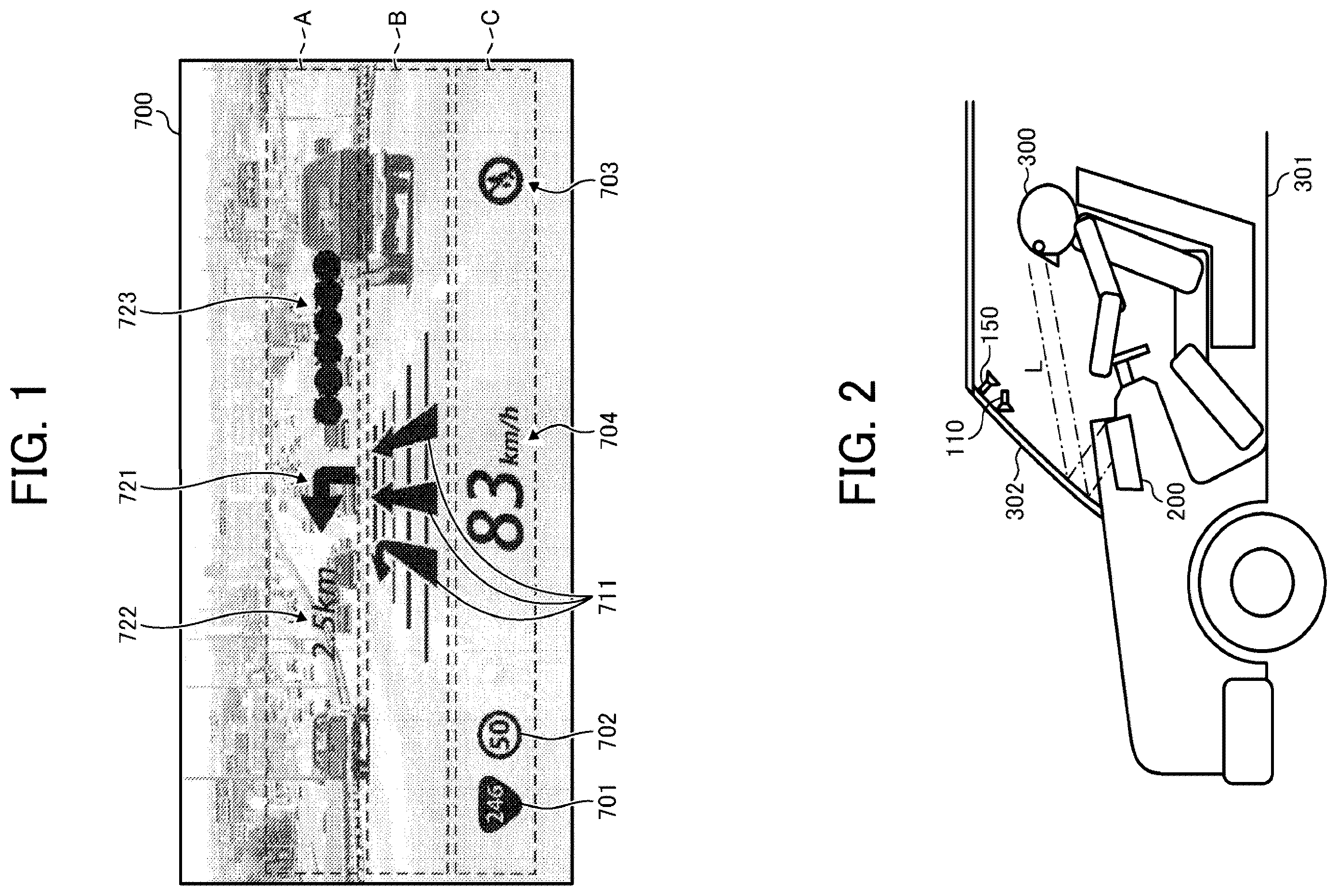 Patent US12361850 — Information provision device, information provision method, and recording medium storing information provision program for a vehicle display — Figure 1