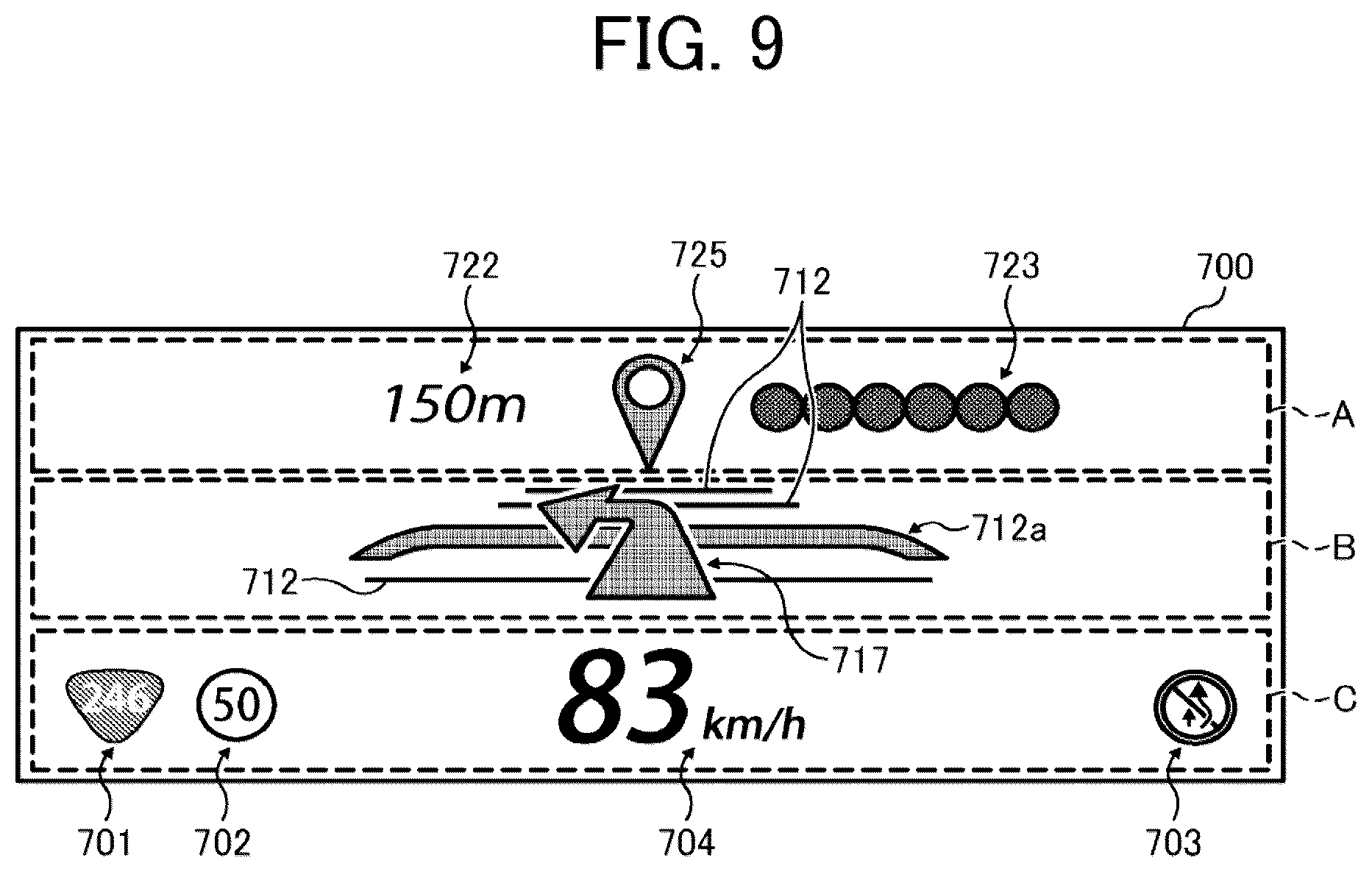 Patent US12361850 Figure 6 – Information provision device, information provision method, and recording medium storing information provision program for a vehicle display
