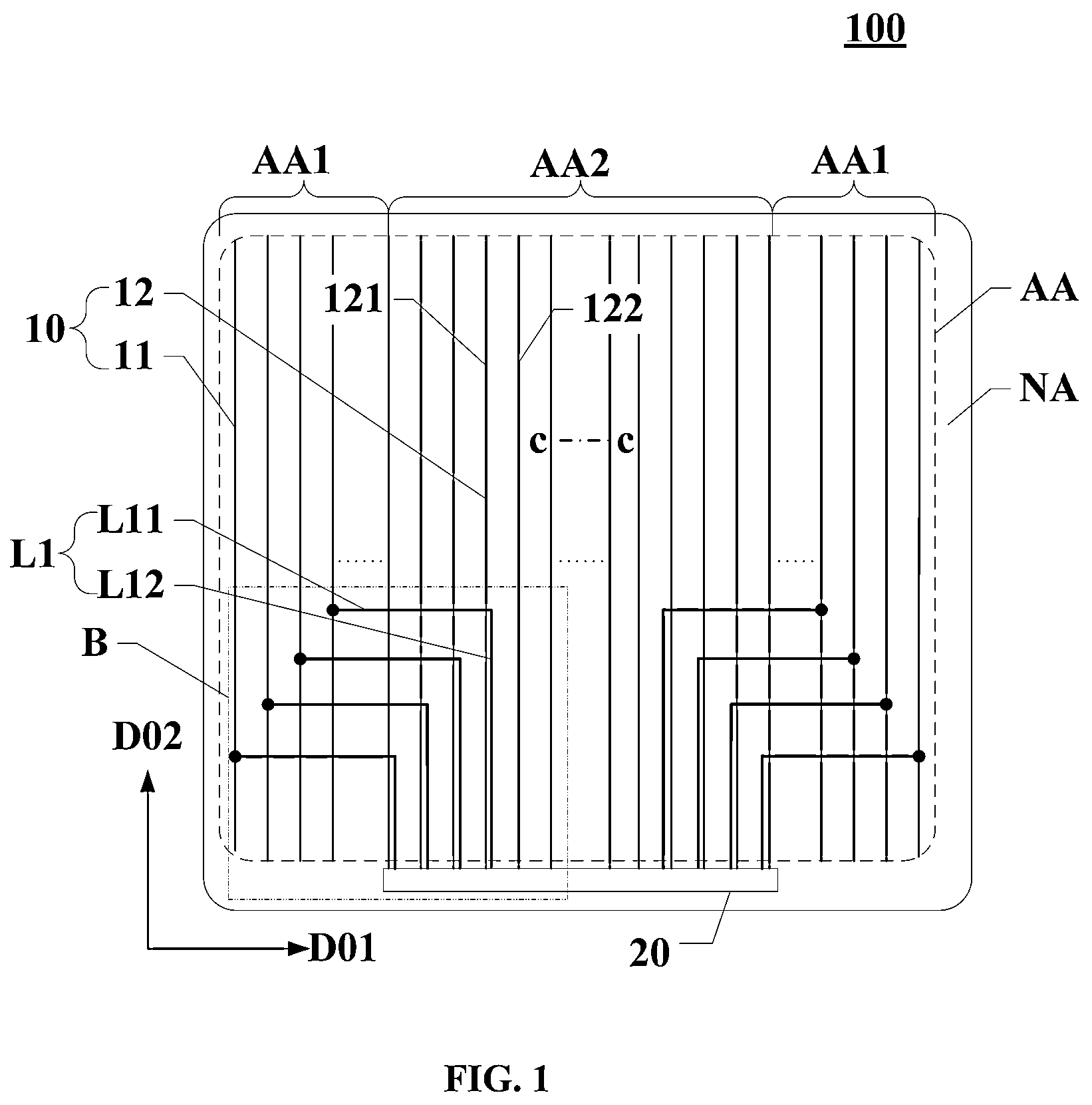 Patent US12361854 Figure 1 – Display panel and display device