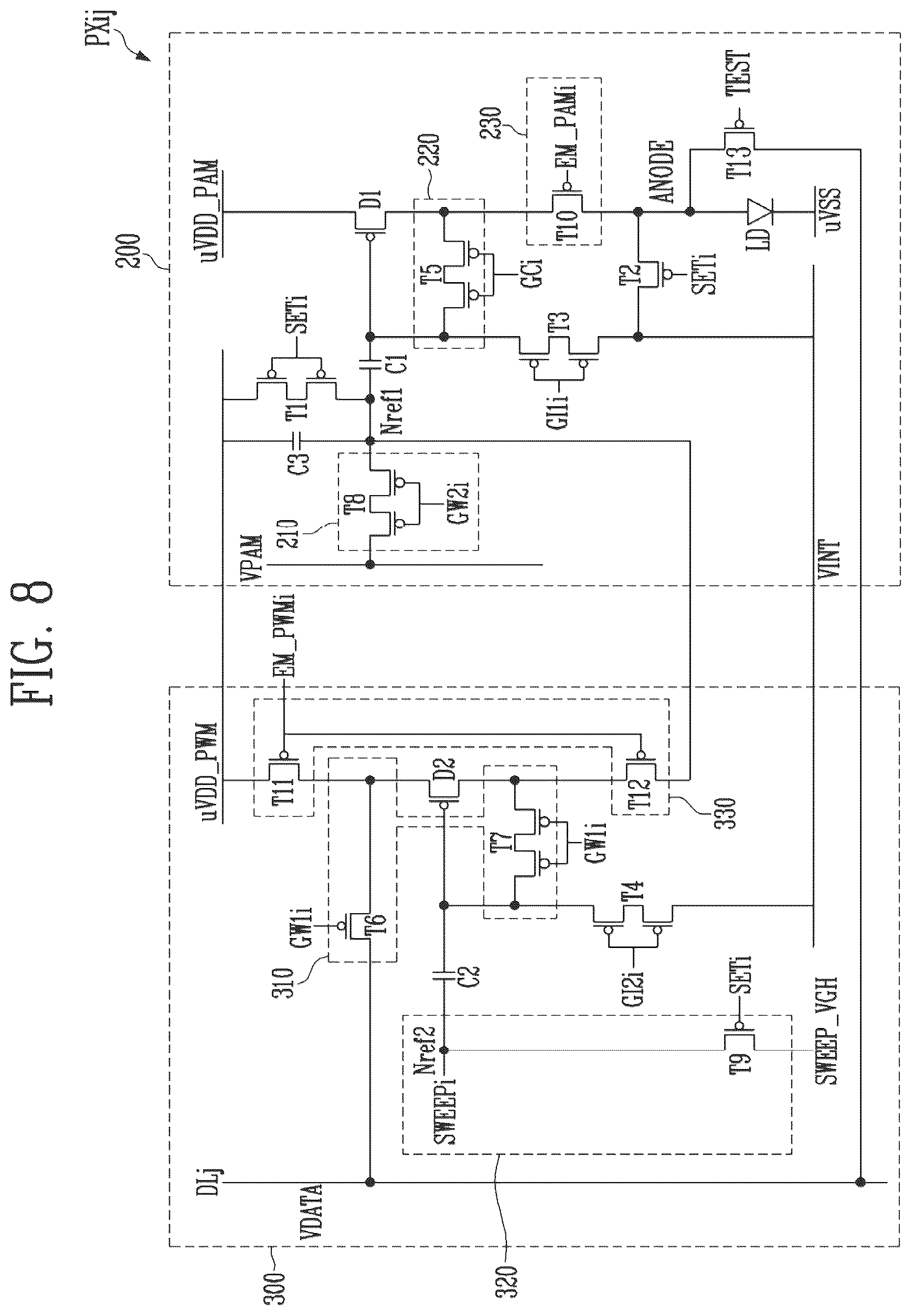 Patent US12361864 Figure 8 – Pixel circuit and driving method for display device including the pixel circuit
