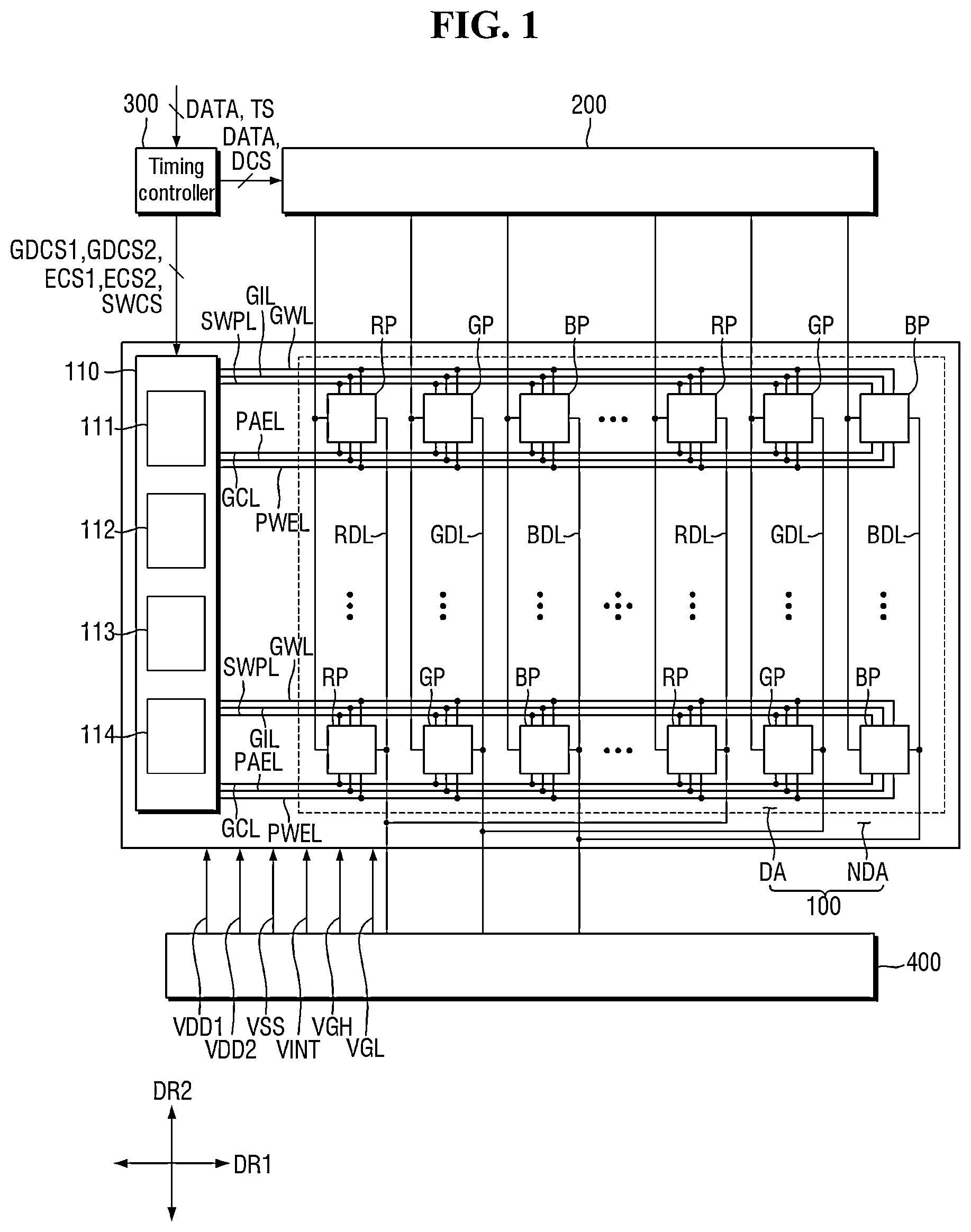 Patent US12361866 Figure 1 – Display device having a pixel driver with pulse width modulation and pulse amplitude modulation signals
