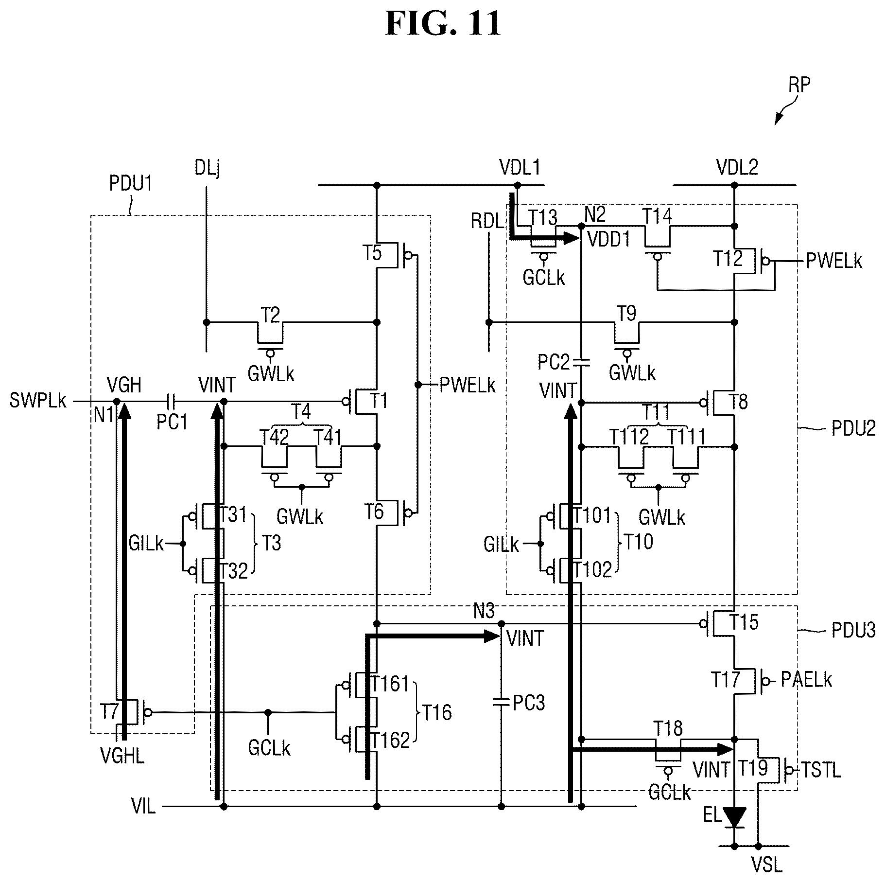 Patent US12361866 Figure 11 – Display device having a pixel driver with pulse width modulation and pulse amplitude modulation signals
