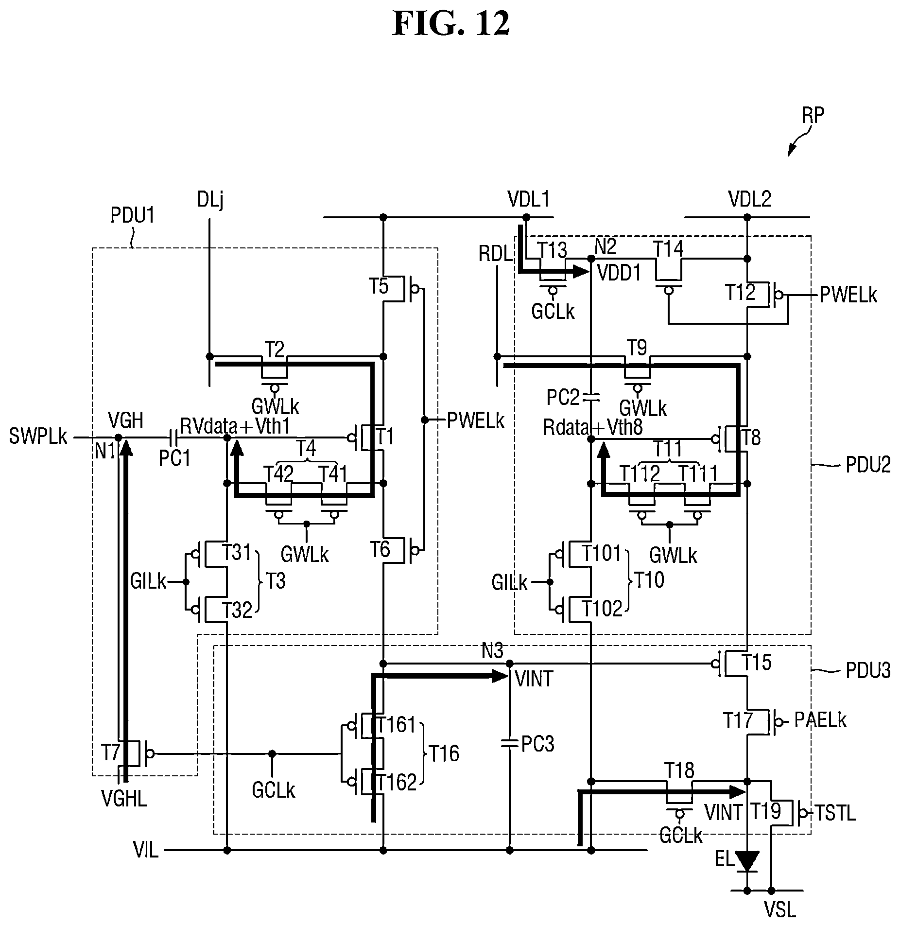 Patent US12361866 Figure 12 – Display device having a pixel driver with pulse width modulation and pulse amplitude modulation signals