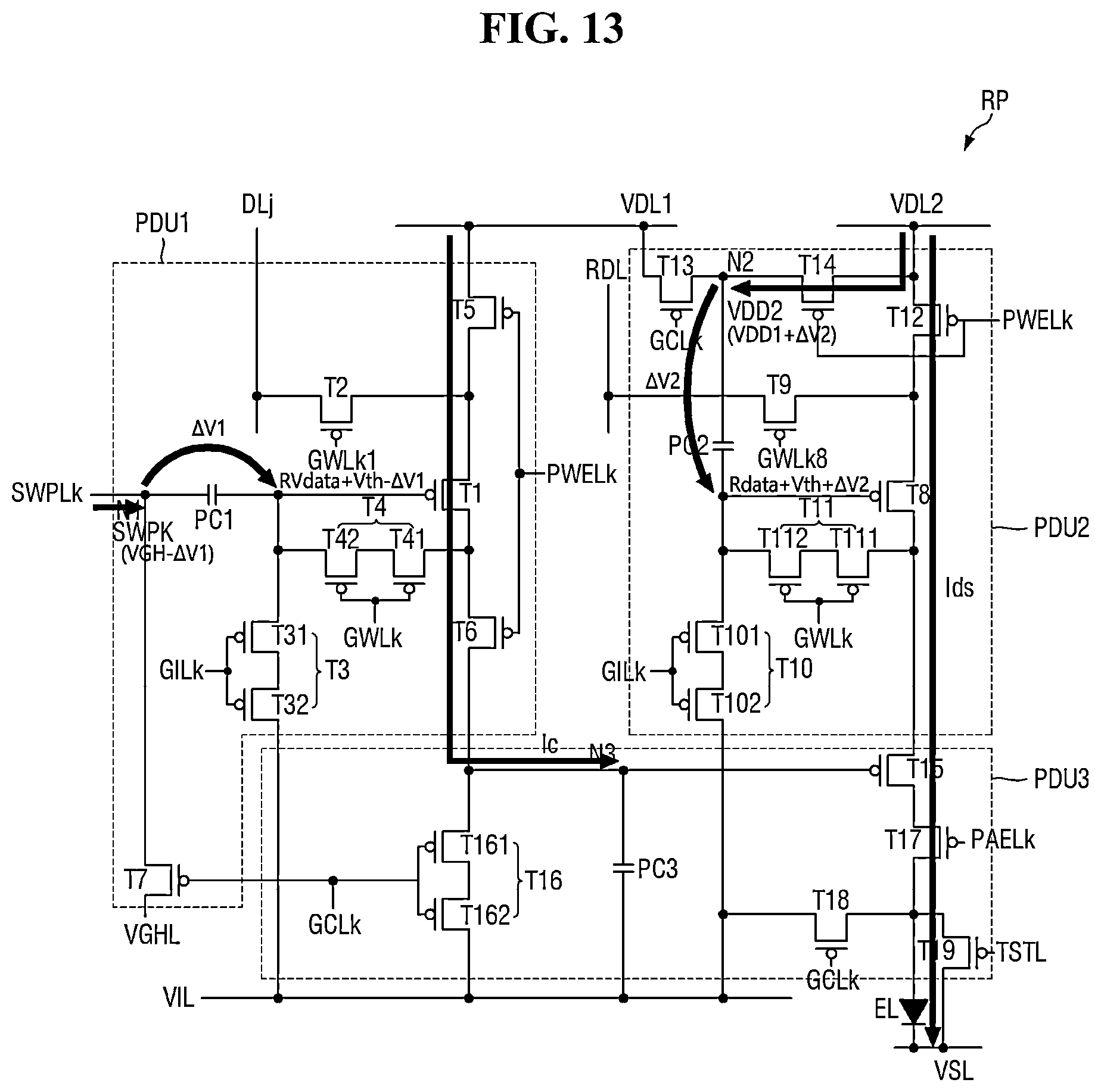 Patent US12361866 Figure 13 – Display device having a pixel driver with pulse width modulation and pulse amplitude modulation signals