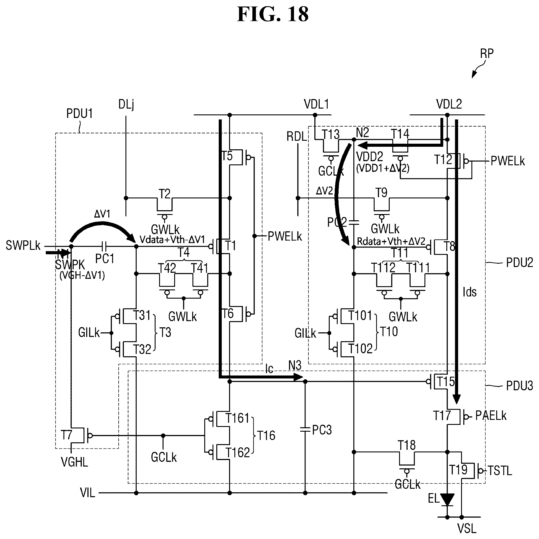 Patent US12361866 Figure 18 – Display device having a pixel driver with pulse width modulation and pulse amplitude modulation signals