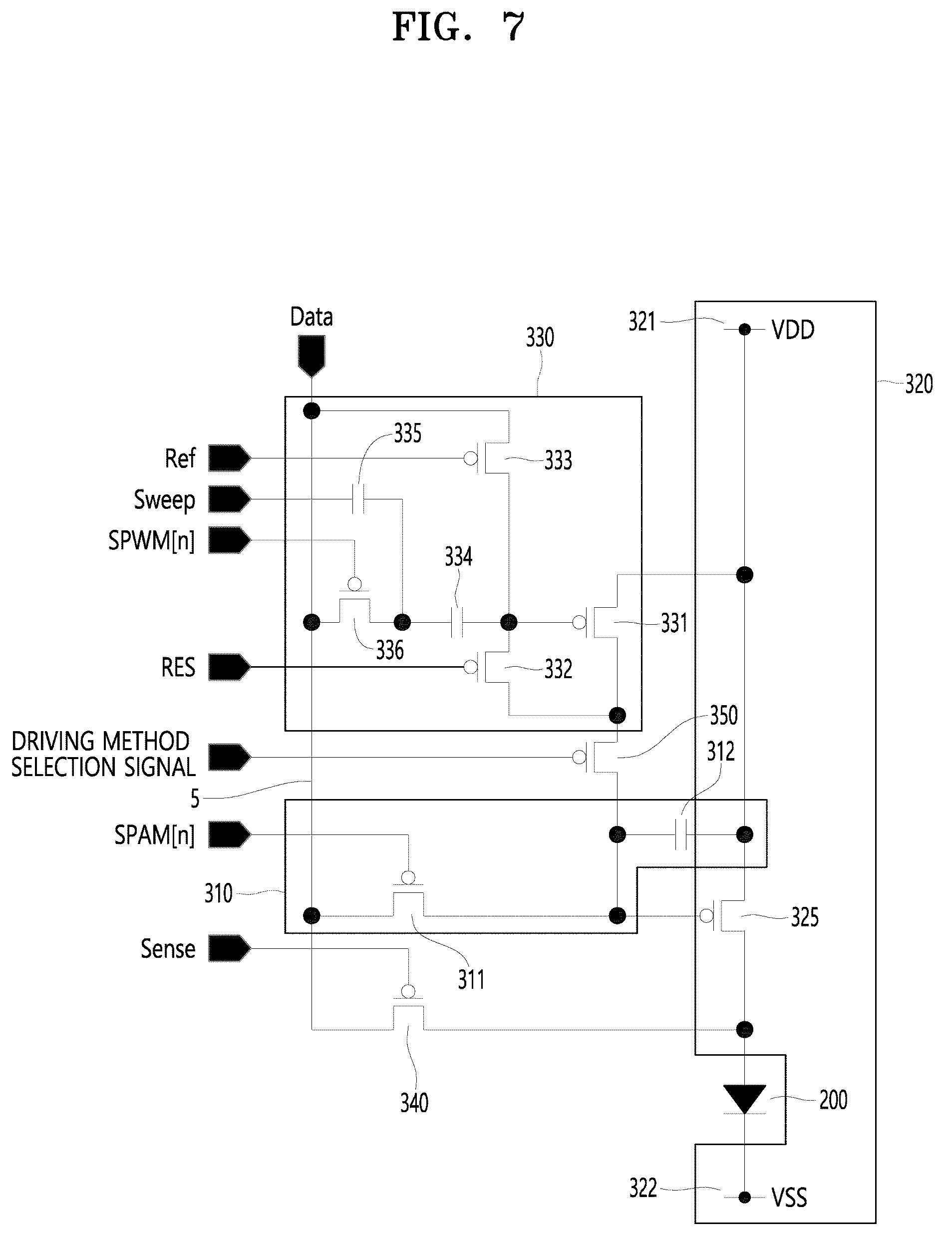 Patent US12361871 Figure 7 – Display device with combined driving methods