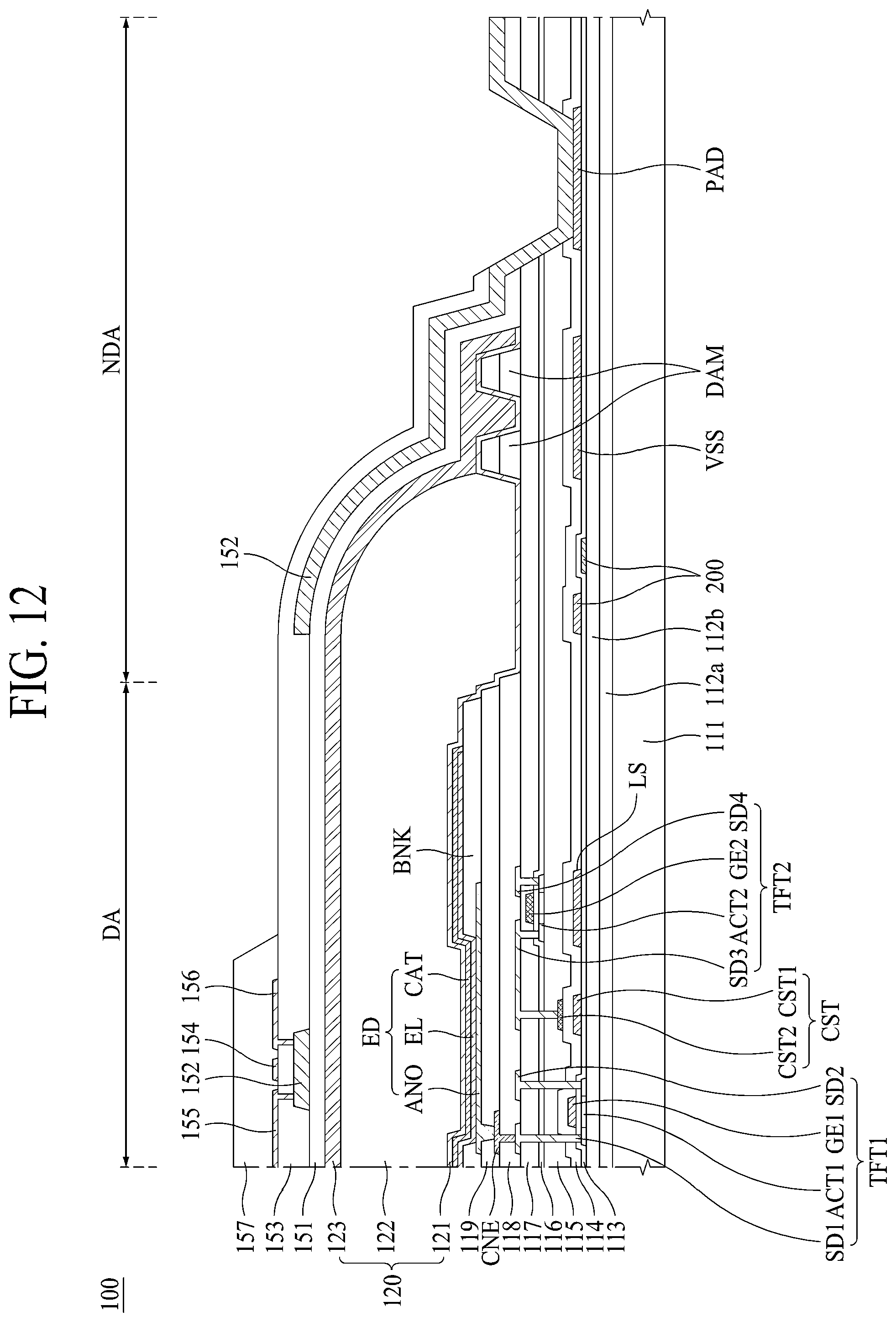 Patent US12361880 Figure 12 – Light emitting display apparatus with driving transistor formed of an oxide semiconductor
