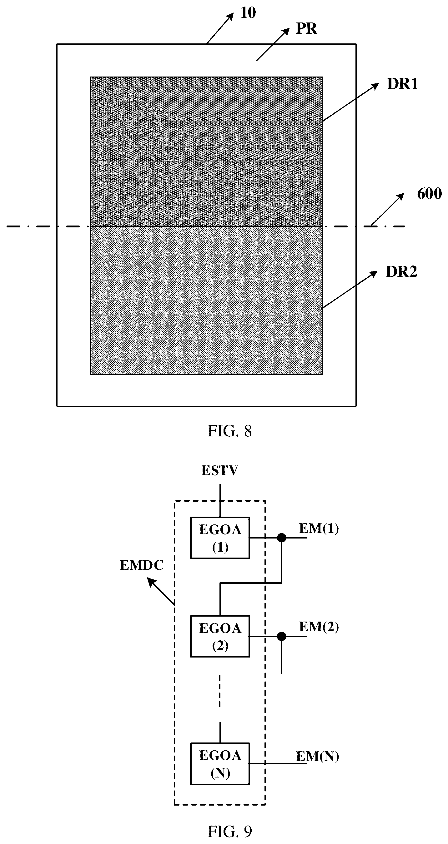 Patent US12361888 Figure 8 – Display device having multiple start signals for emission control scanning drivers