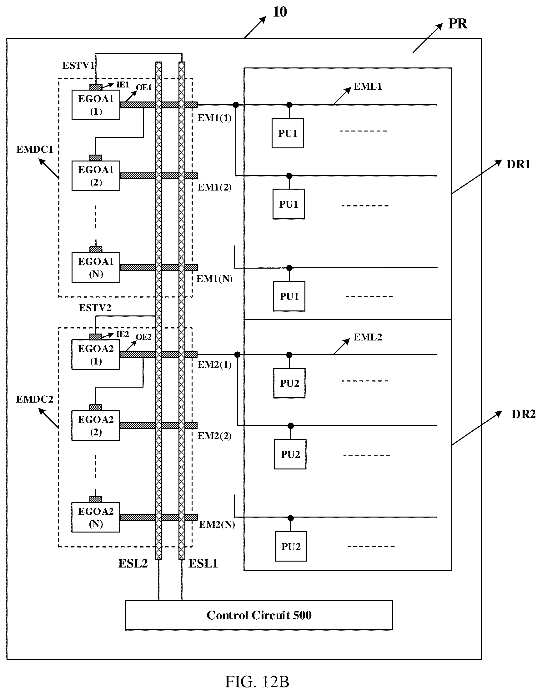 Patent US12361888 Figure 12 – Display device having multiple start signals for emission control scanning drivers