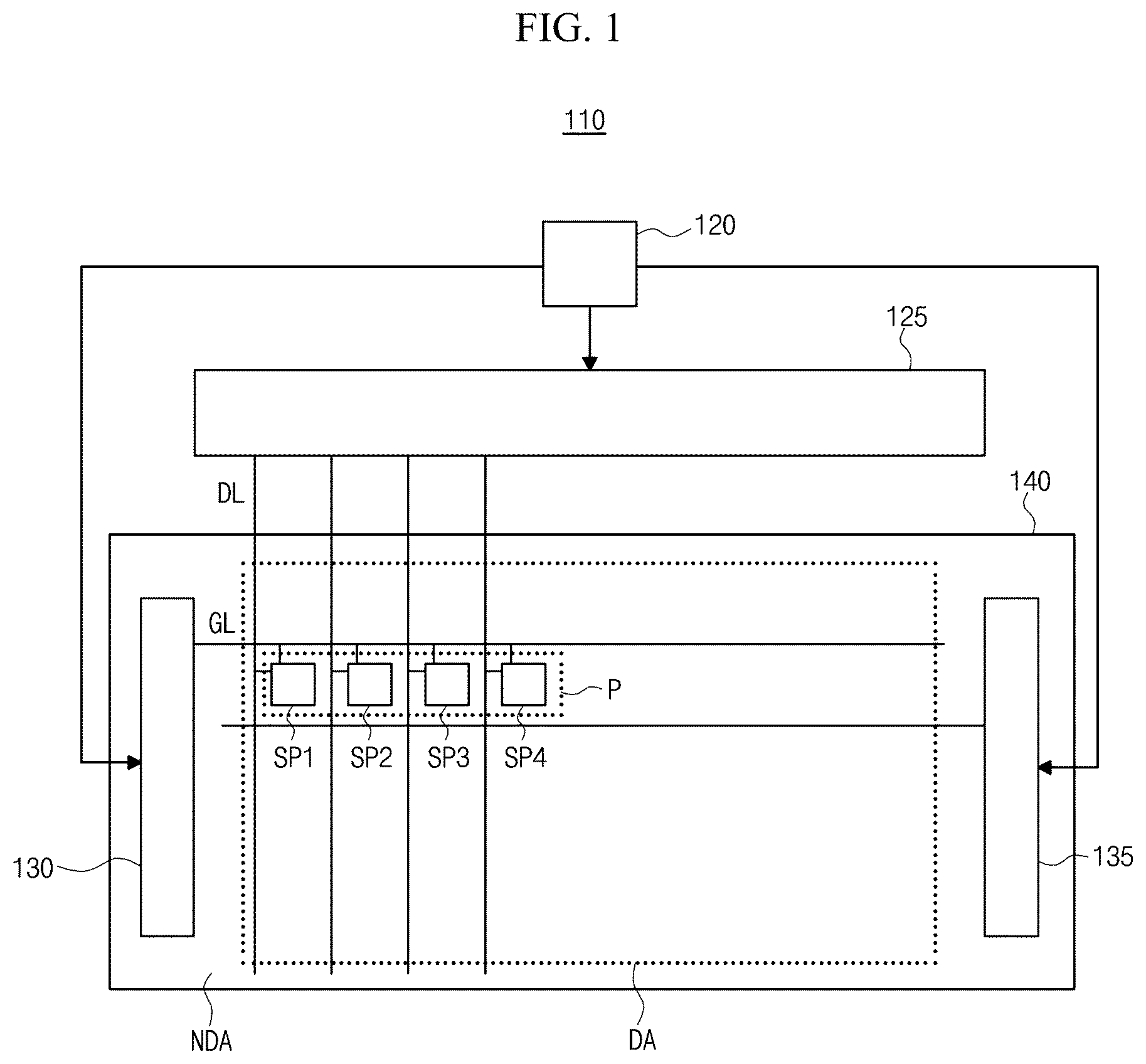 Patent US12361895 Figure 1 – Display apparatus having narrow bezel