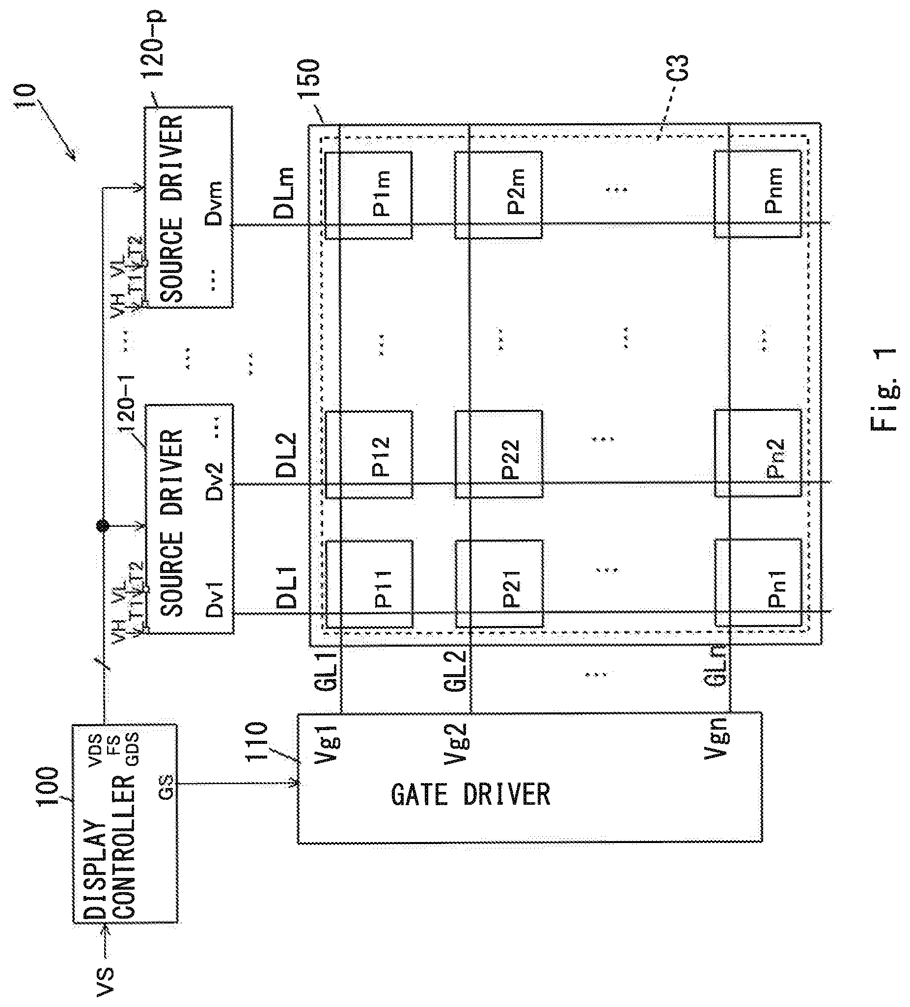 Patent US12361908 Figure 1 – Display apparatus, source driver, and gradation voltage generating circuit