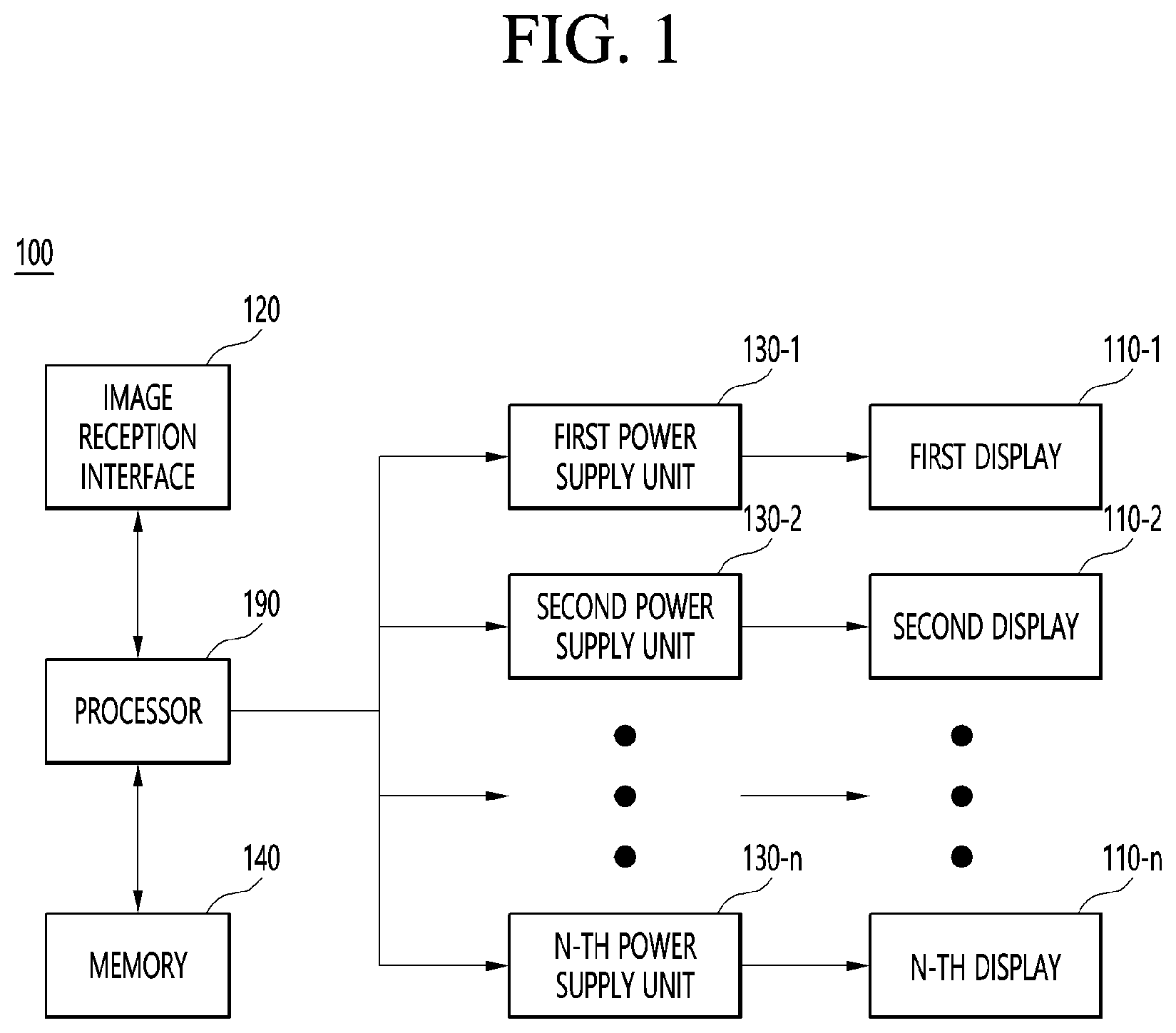 Patent US12361913 Figure 1 – Display device and power sharing method thereof