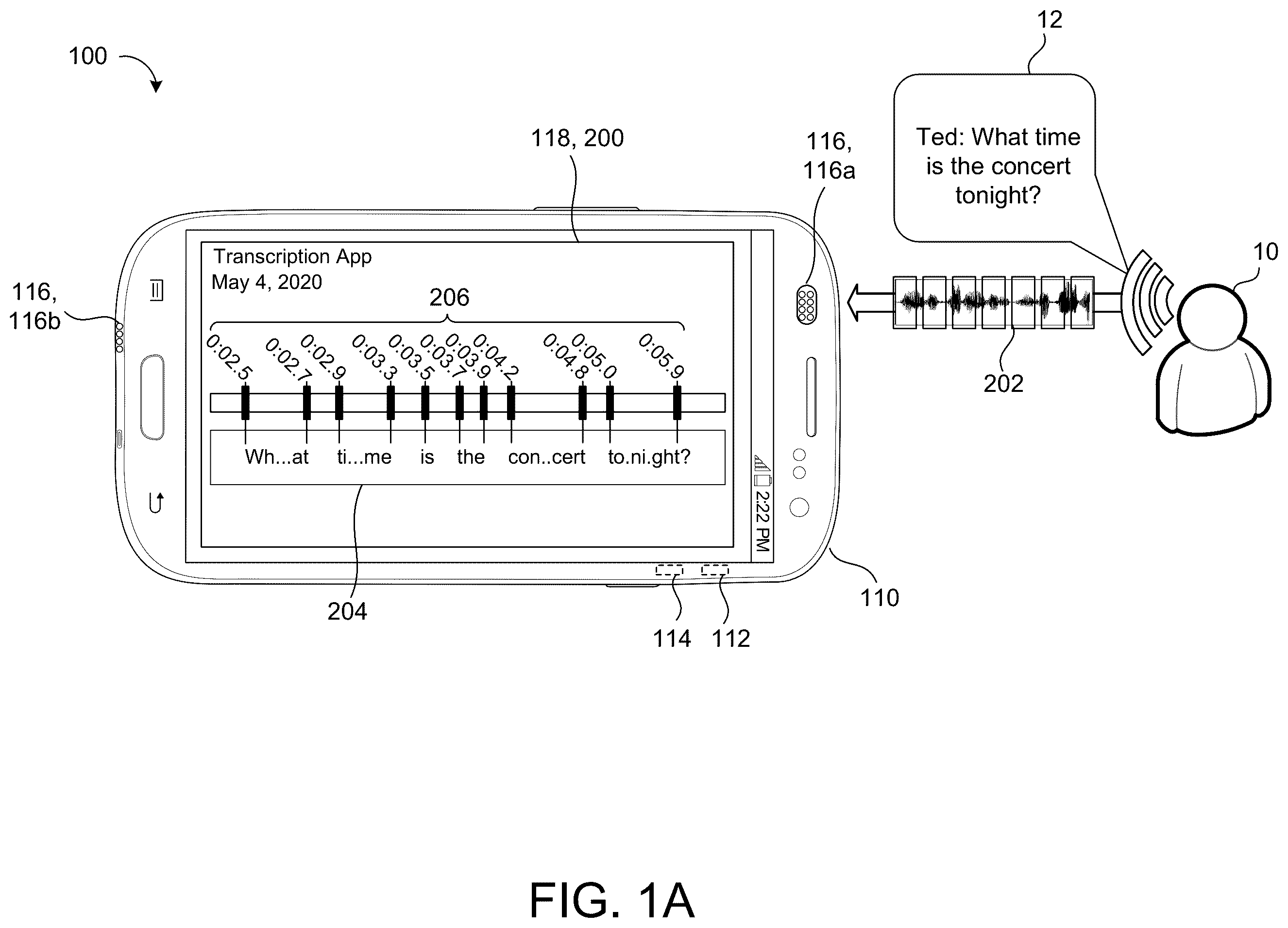 Patent US12361927 Figure 1 – Emitting word timings with end-to-end models