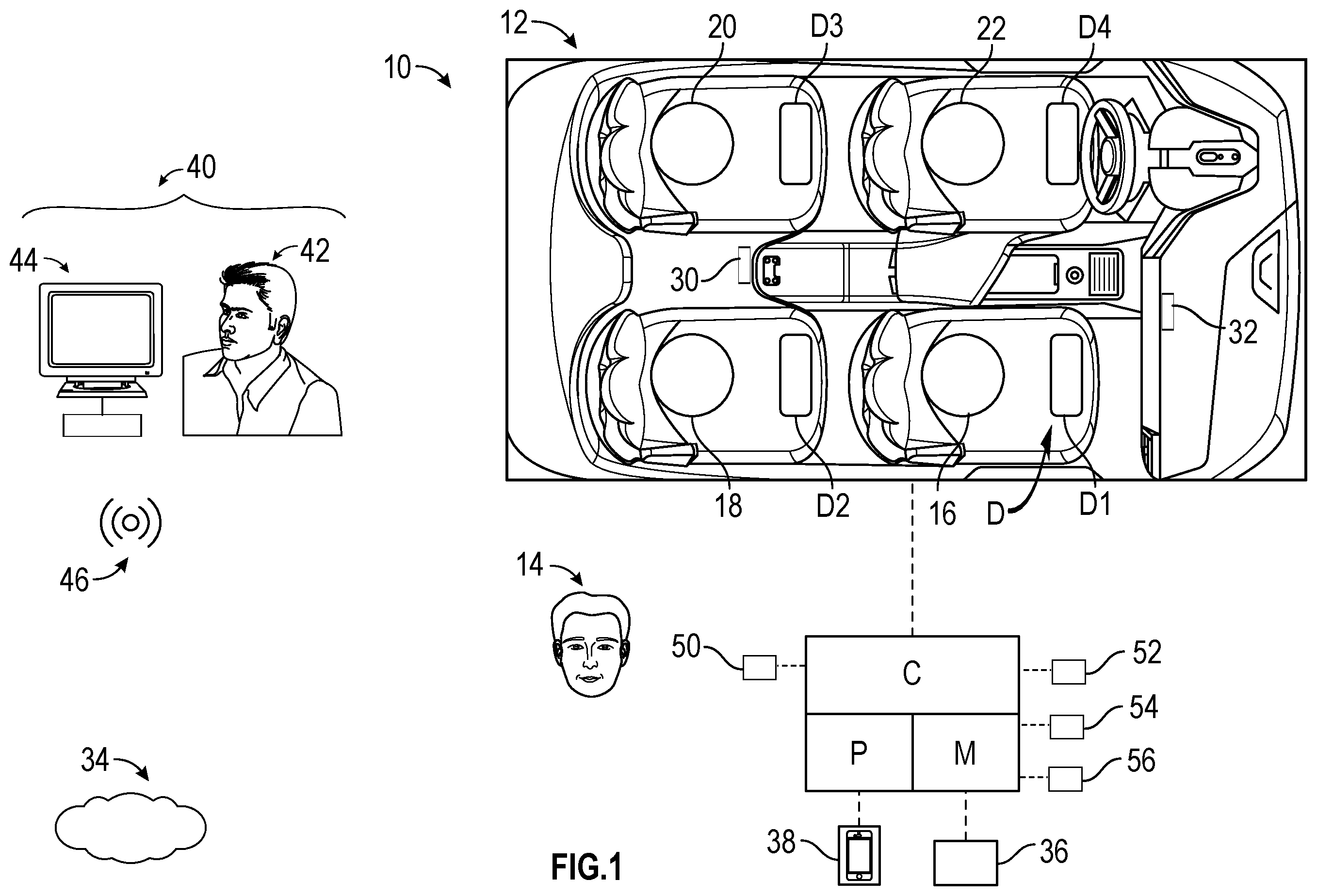 Patent US12361949 — Dynamic audio signal transcription in a vehicle — Figure 1