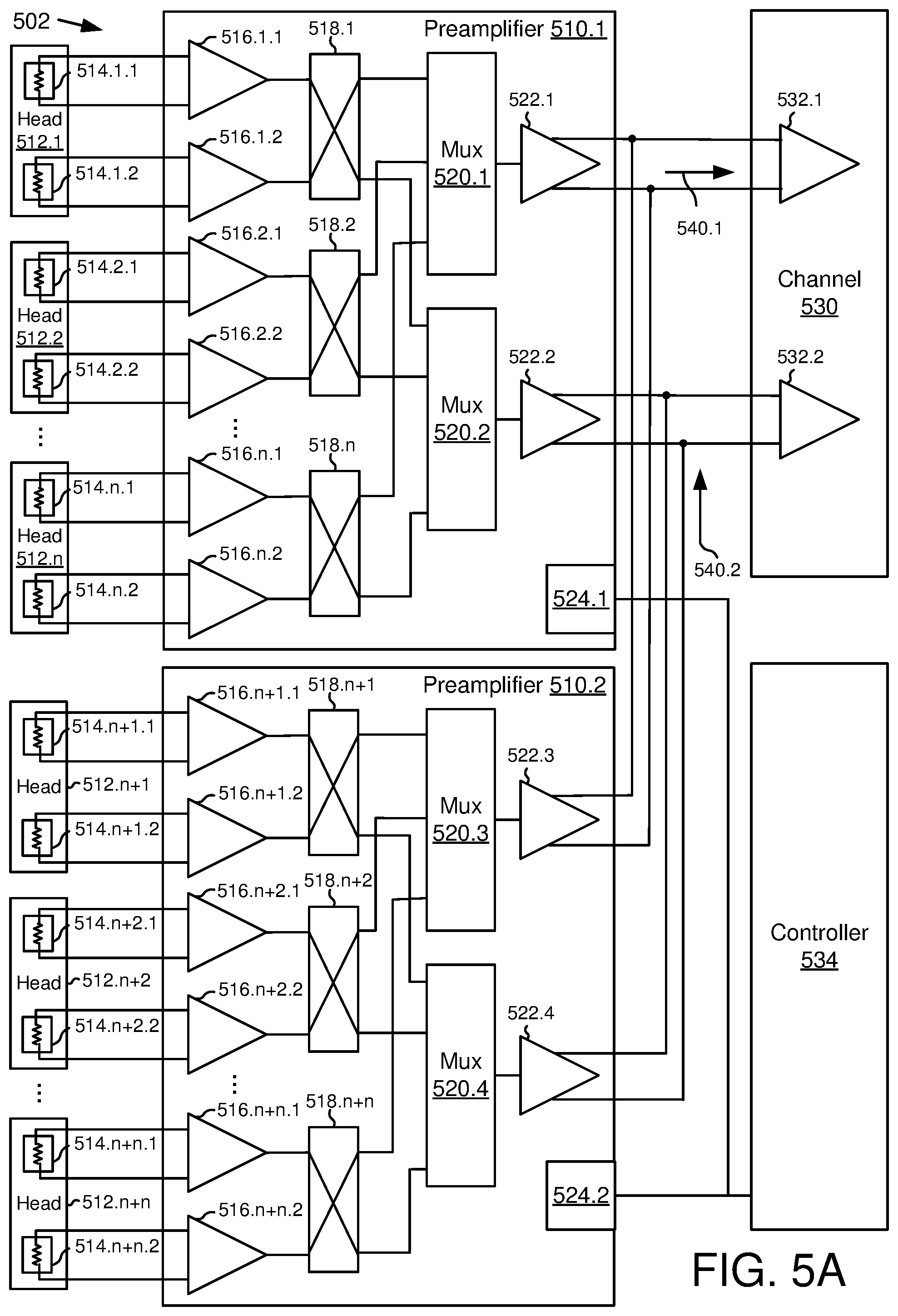 Patent US12361965 Figure 8 – Preamplifier circuit for parallel self-servo write