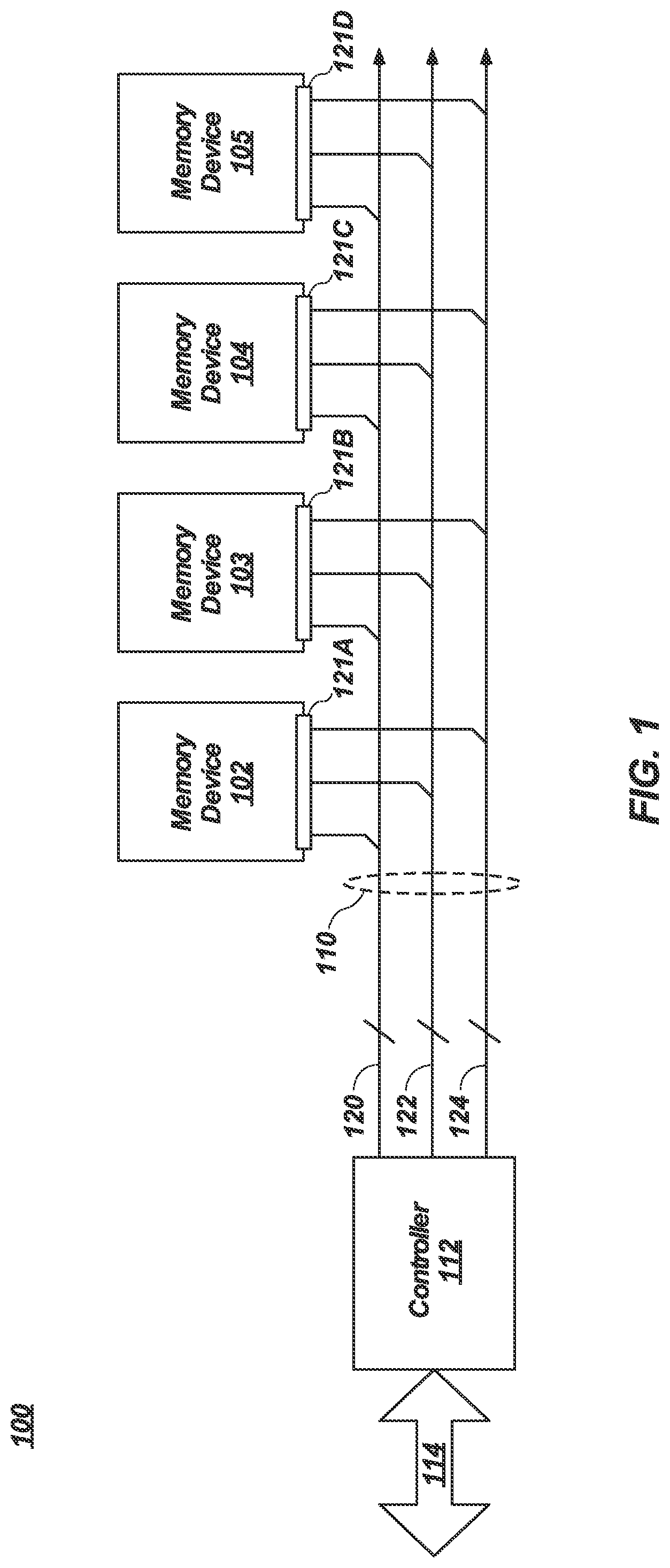 Patent US12361978 Figure 1 – Transmitting data signals on separate layers of a memory module, and related methods and apparatuses