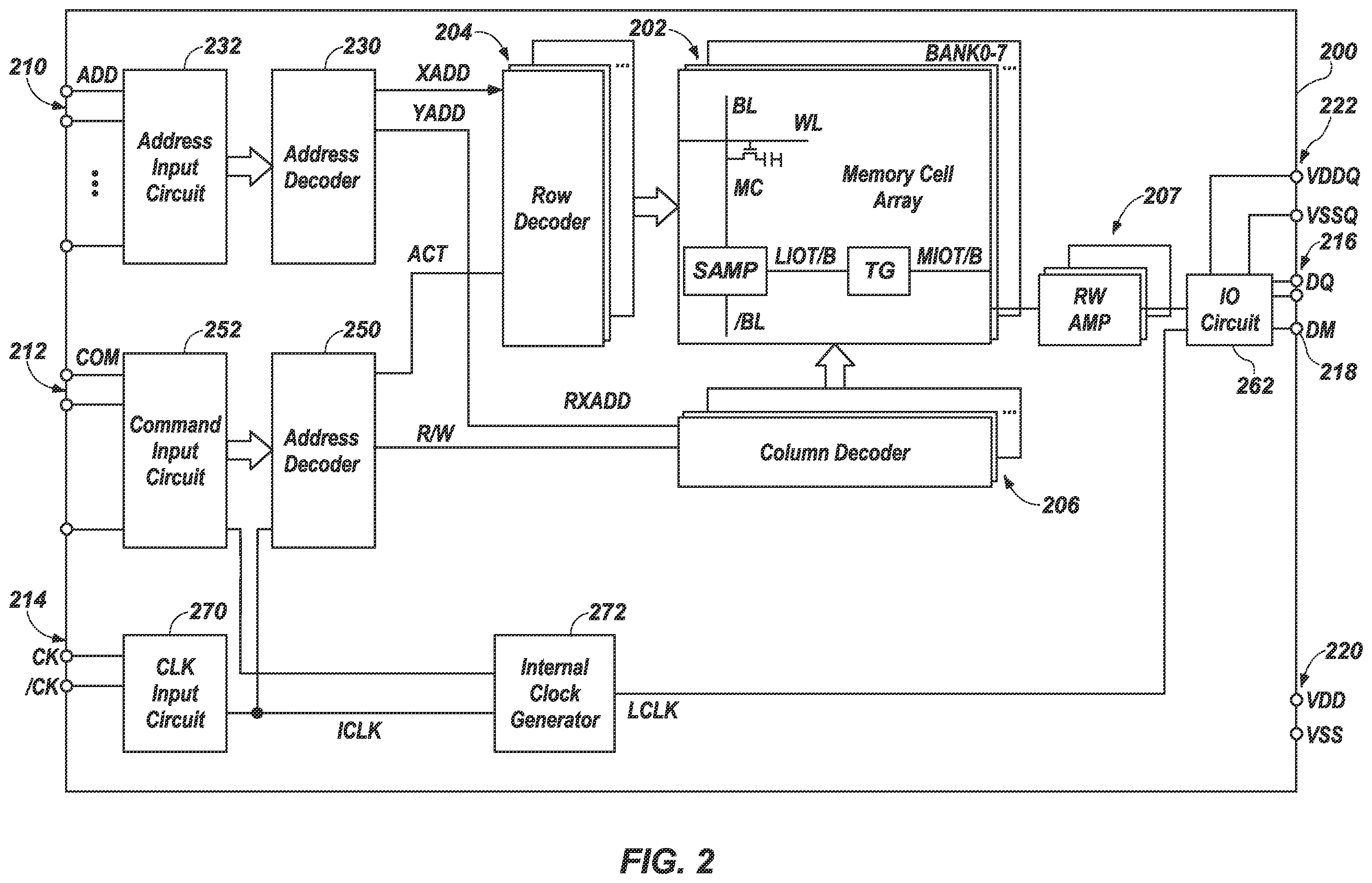 Patent US12361978 Figure 2 – Transmitting data signals on separate layers of a memory module, and related methods and apparatuses