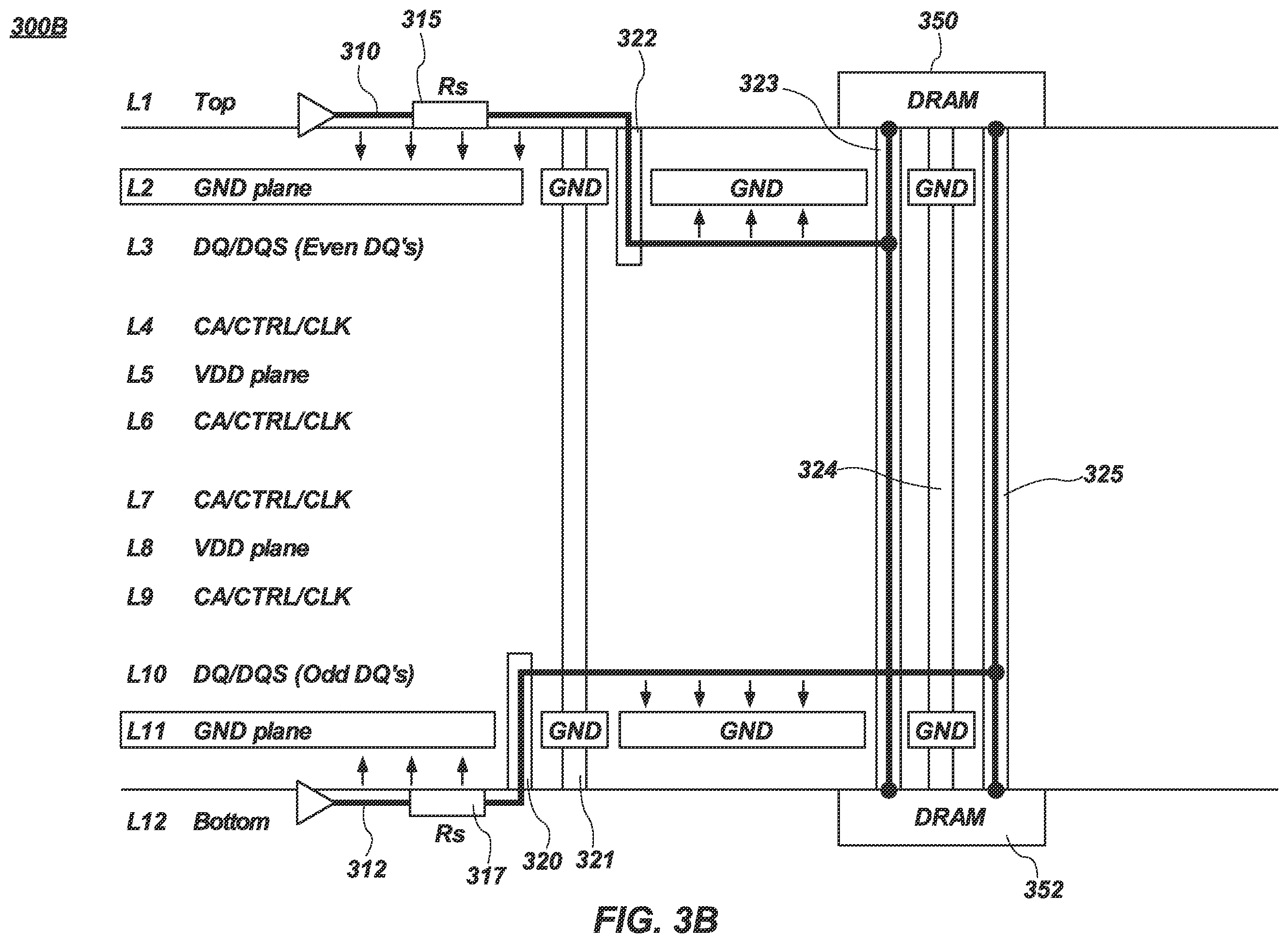 Patent US12361978 Figure 4 – Transmitting data signals on separate layers of a memory module, and related methods and apparatuses