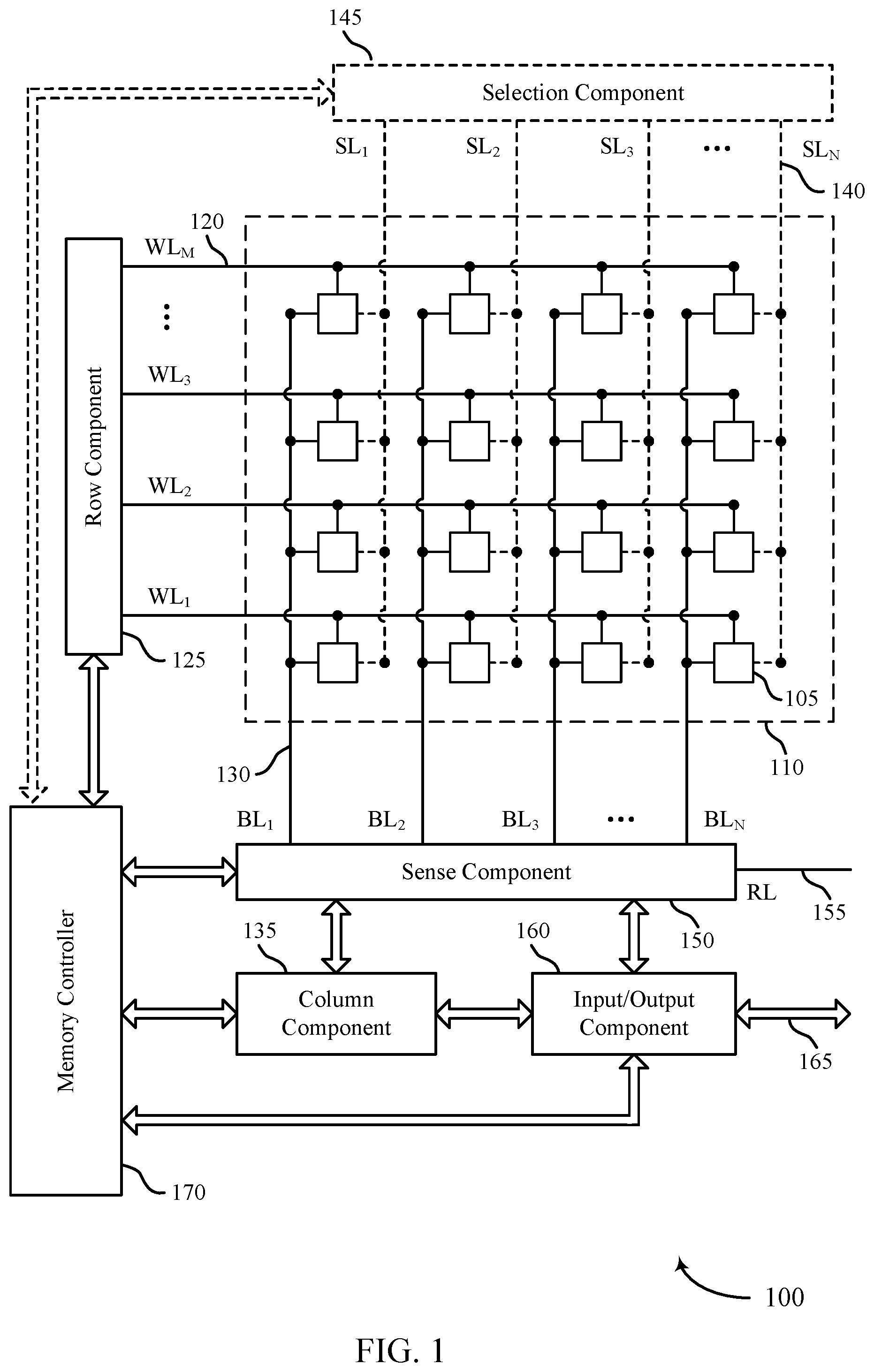 Patent US12361988 — Adaptive write operations for a memory device — Figure 1