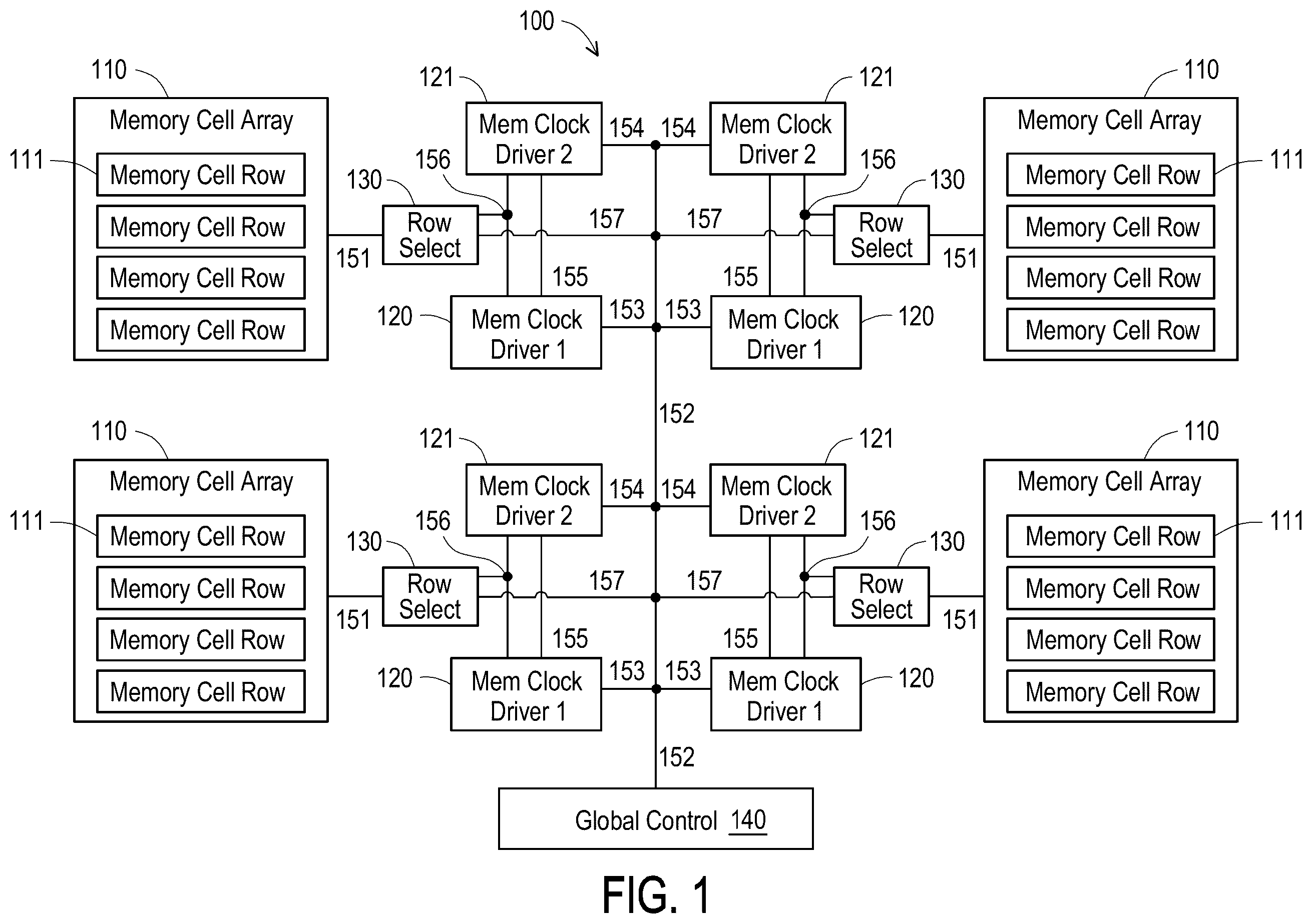 Patent US12361991 — Far end driver for memory clock — Figure 1