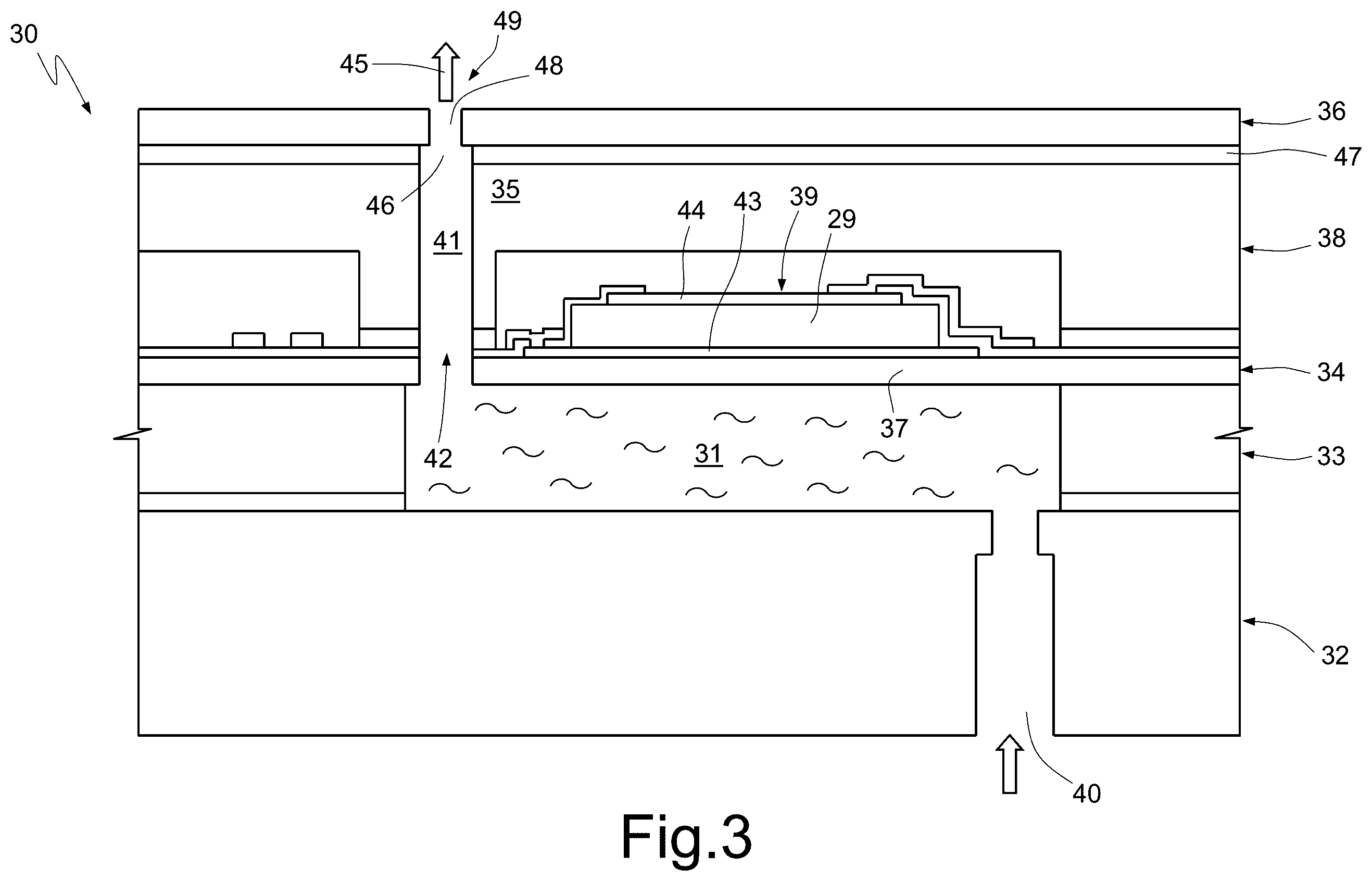 Patent US12365001 Figure 2 – Microfluidic device for spraying small drops of liquids