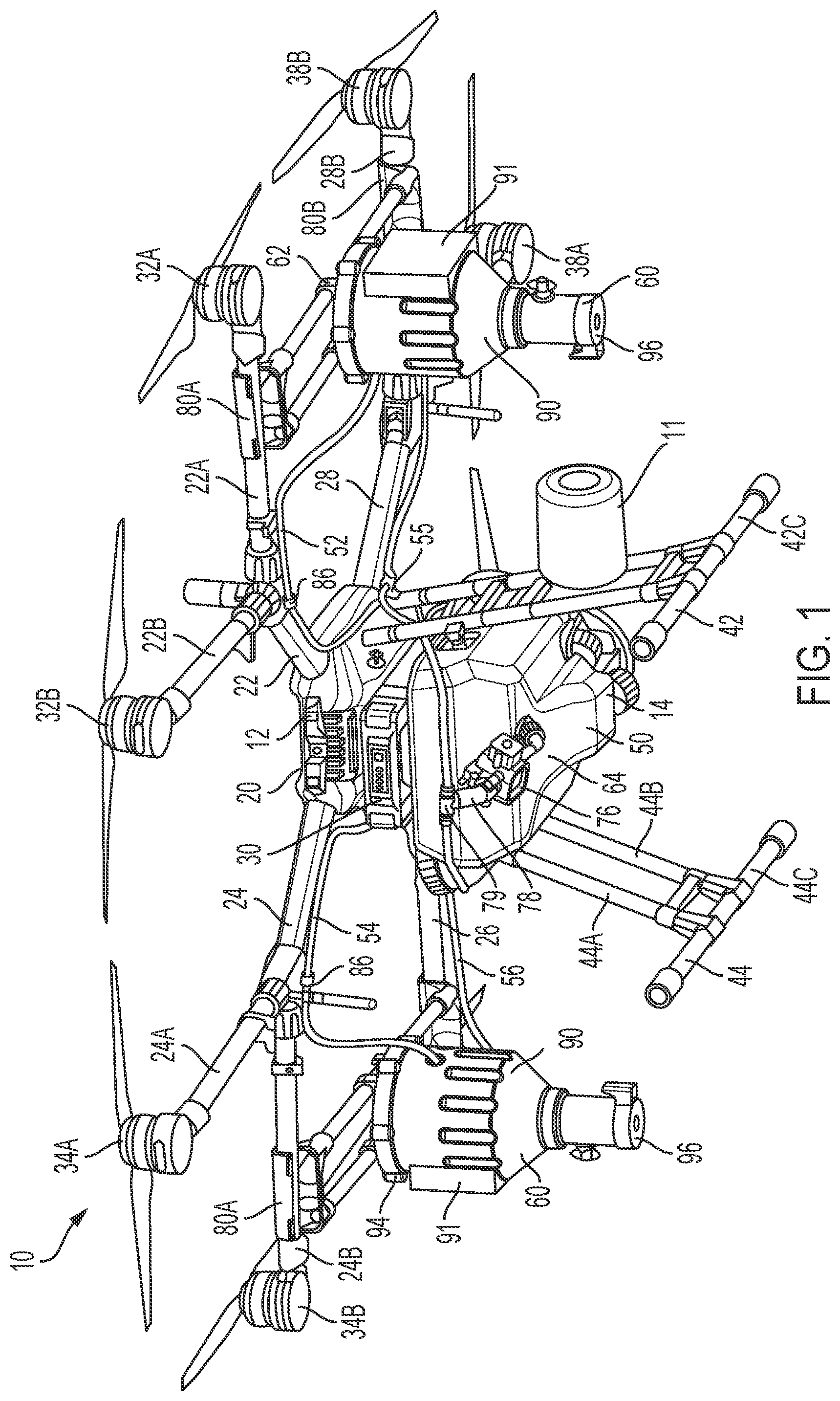 Patent US12365013 — Electrostatic quadcopter sanitation device and delivery system — Figure 1
