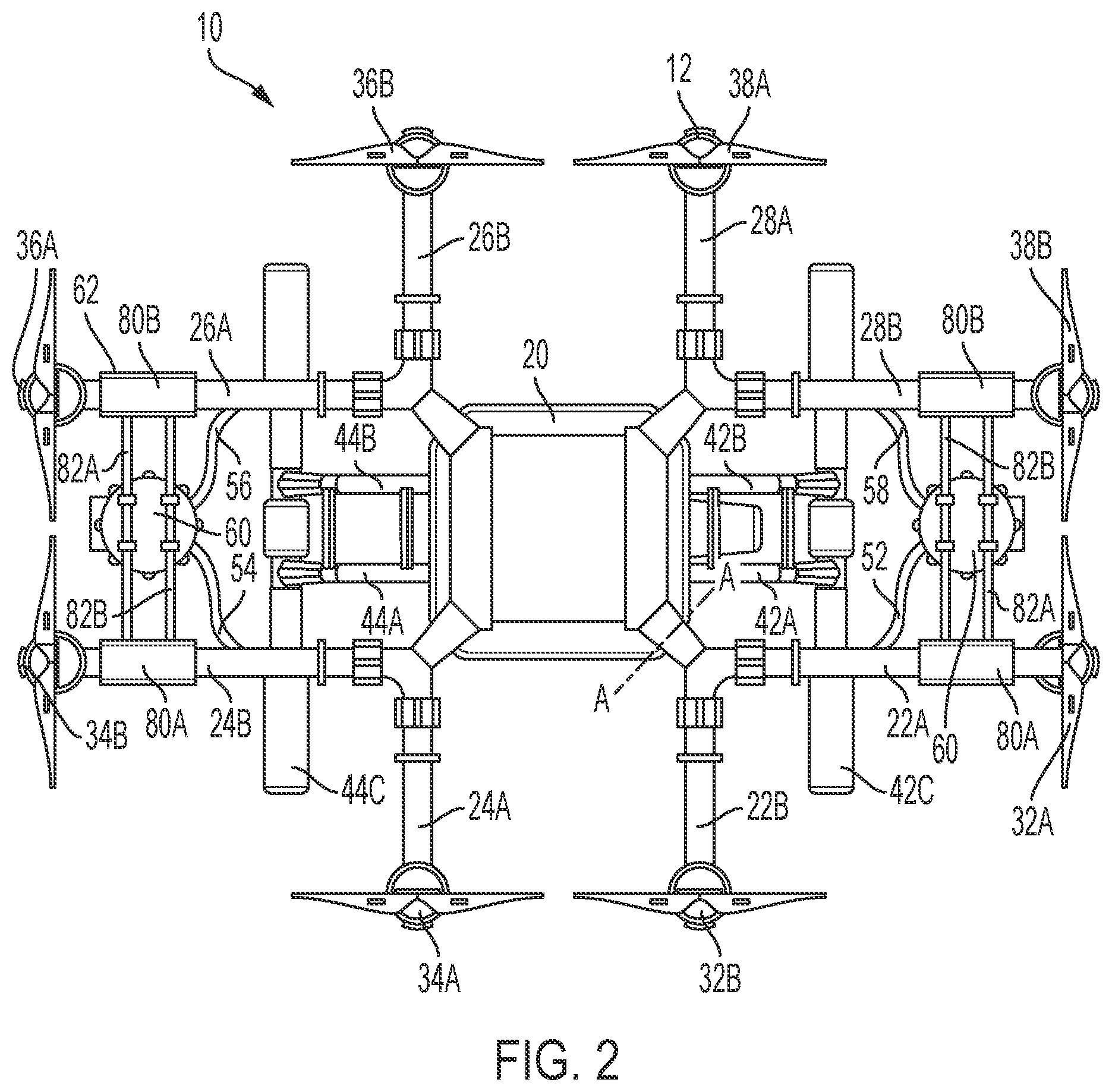 Patent US12365013 Figure 2 – Electrostatic quadcopter sanitation device and delivery system