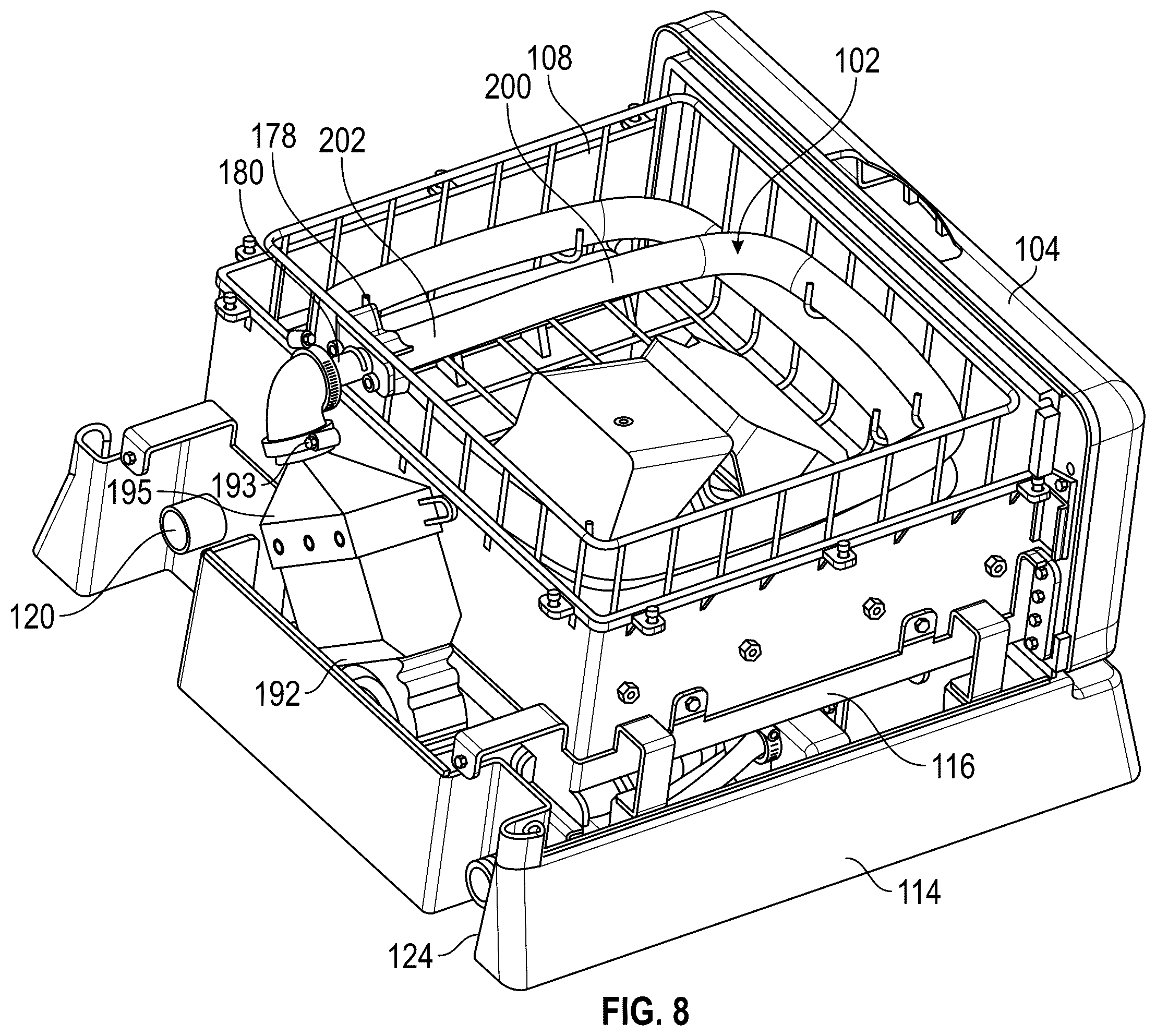 Patent US12365016 Figure 8 – Automatic washer for continuous positive airway pressure equipment