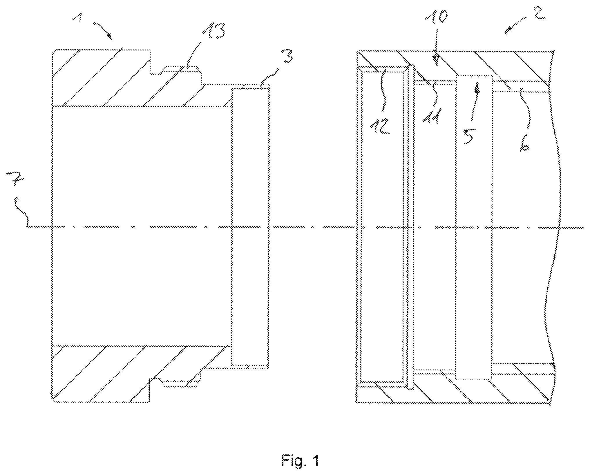 Patent US12365021 — Method for connecting two components, in particular a motor to a gearbox, and assembly with a connection between motor and gearbox — Figure 1
