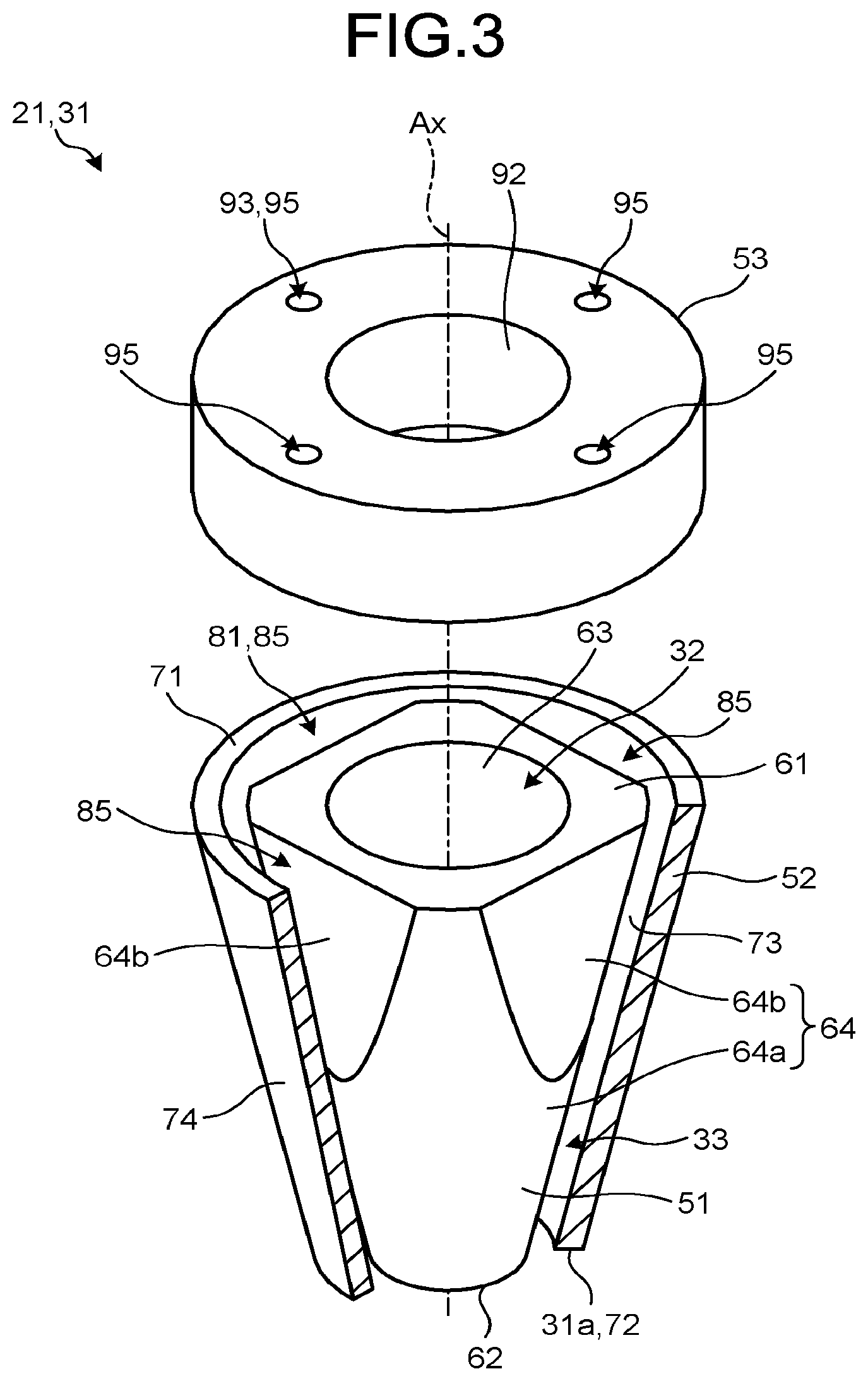Patent US12365033 Figure 3 – Nozzle and additive manufacturing apparatus