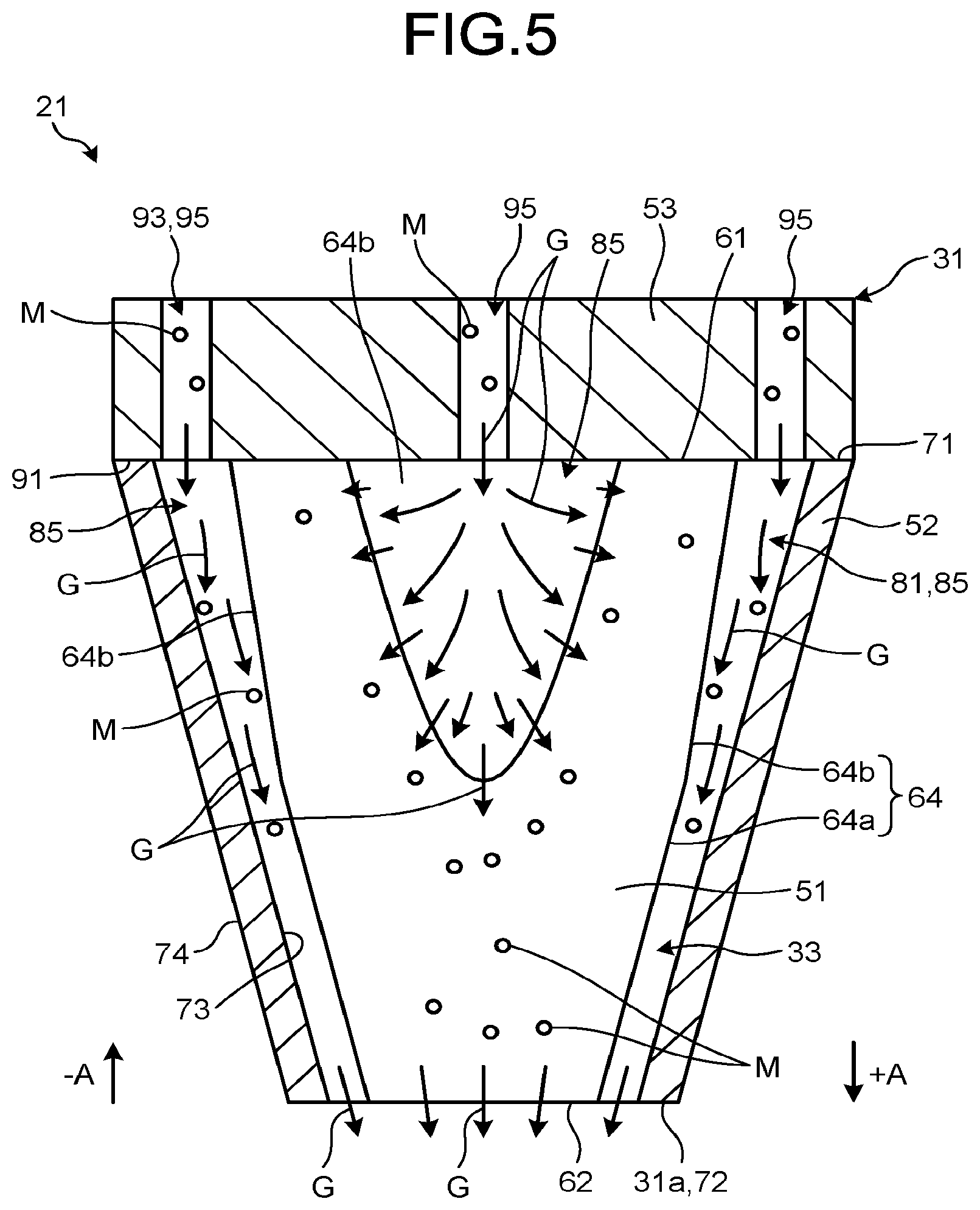Patent US12365033 Figure 5 – Nozzle and additive manufacturing apparatus