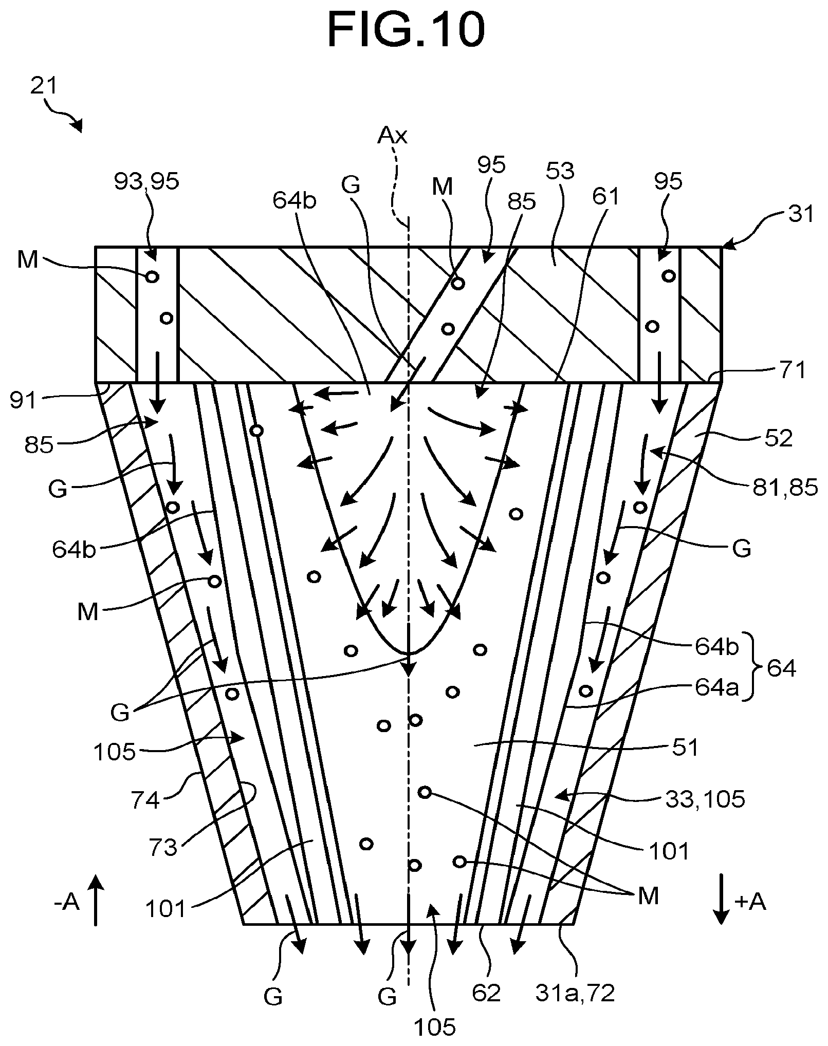 Patent US12365033 Figure 10 – Nozzle and additive manufacturing apparatus