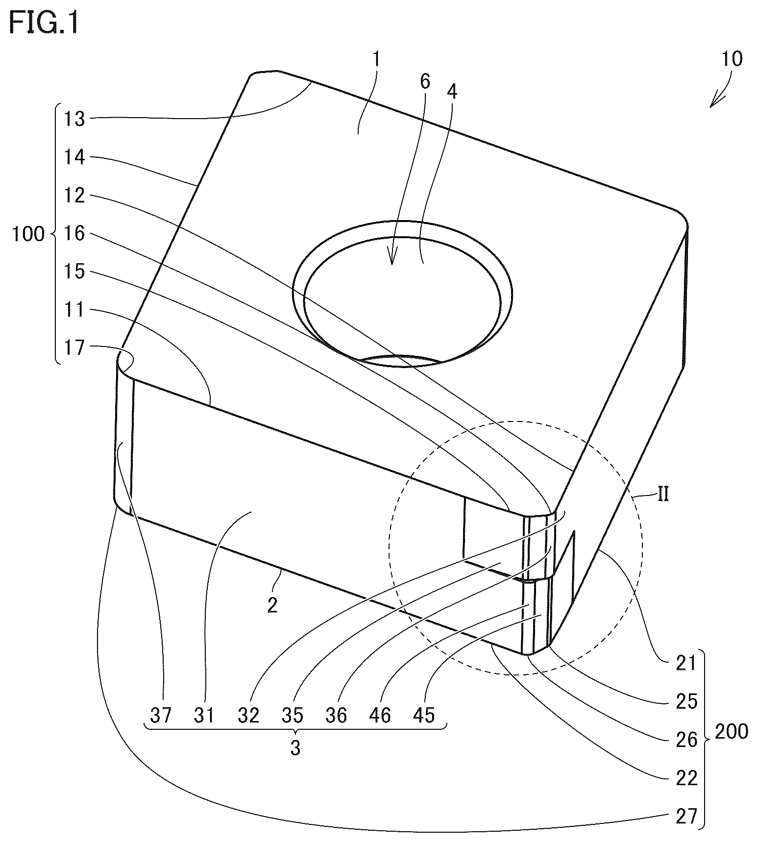 Patent US12365036 Figure 1 – Cutting insert