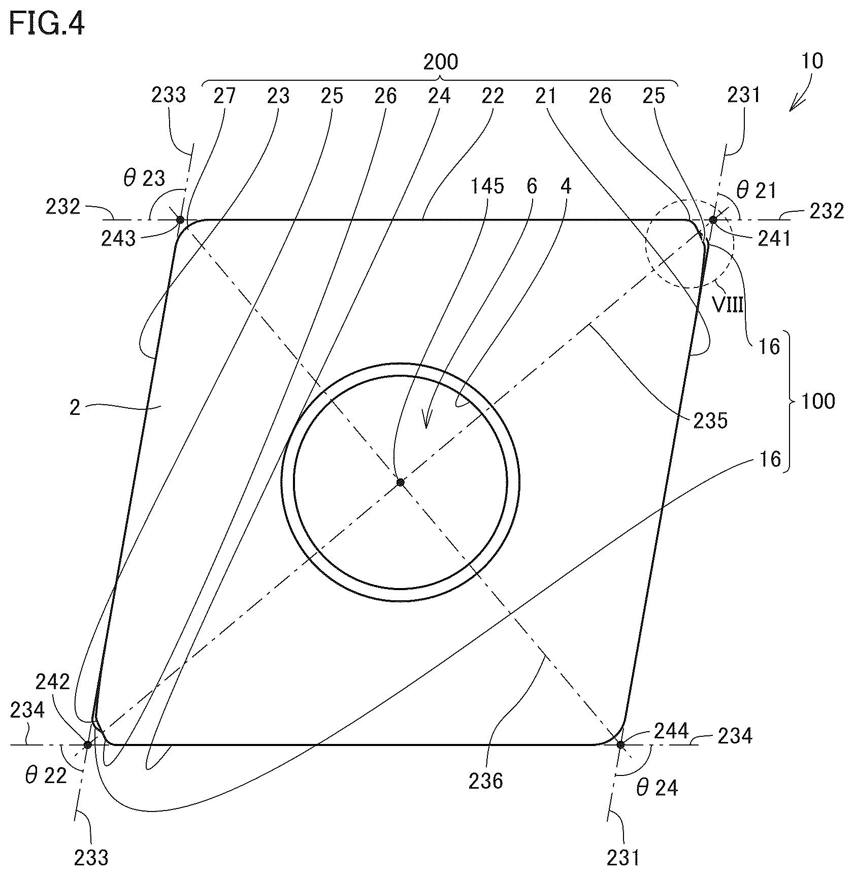 Patent US12365036 Figure 4 – Cutting insert