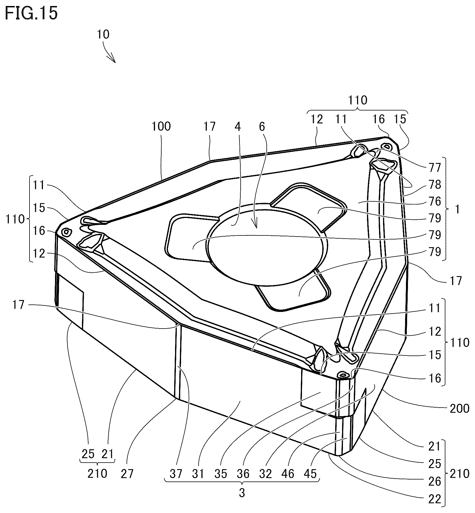 Patent US12365036 Figure 15 – Cutting insert