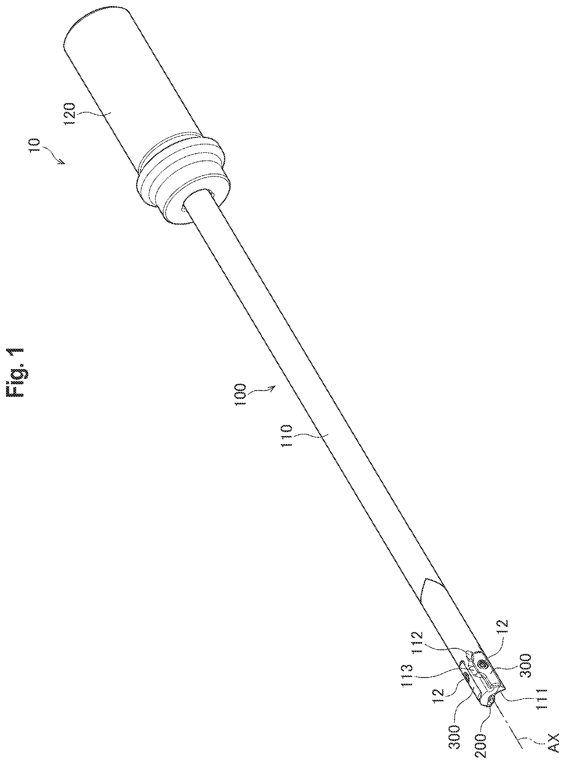 Patent US12365037 Figure 1 – Guide pad and gun drill having guide pad