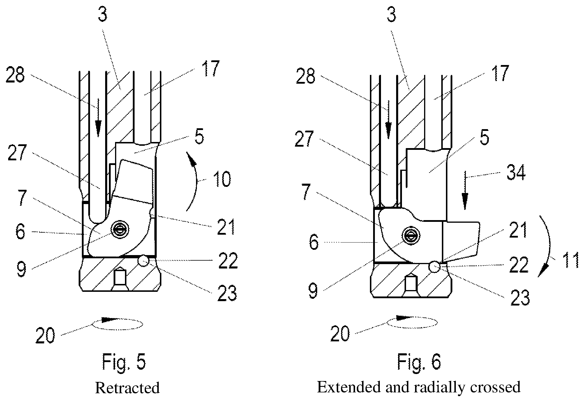 Patent US12365038 Figure 4 – Pressure-medium-controlled countersinking tool with blade centering