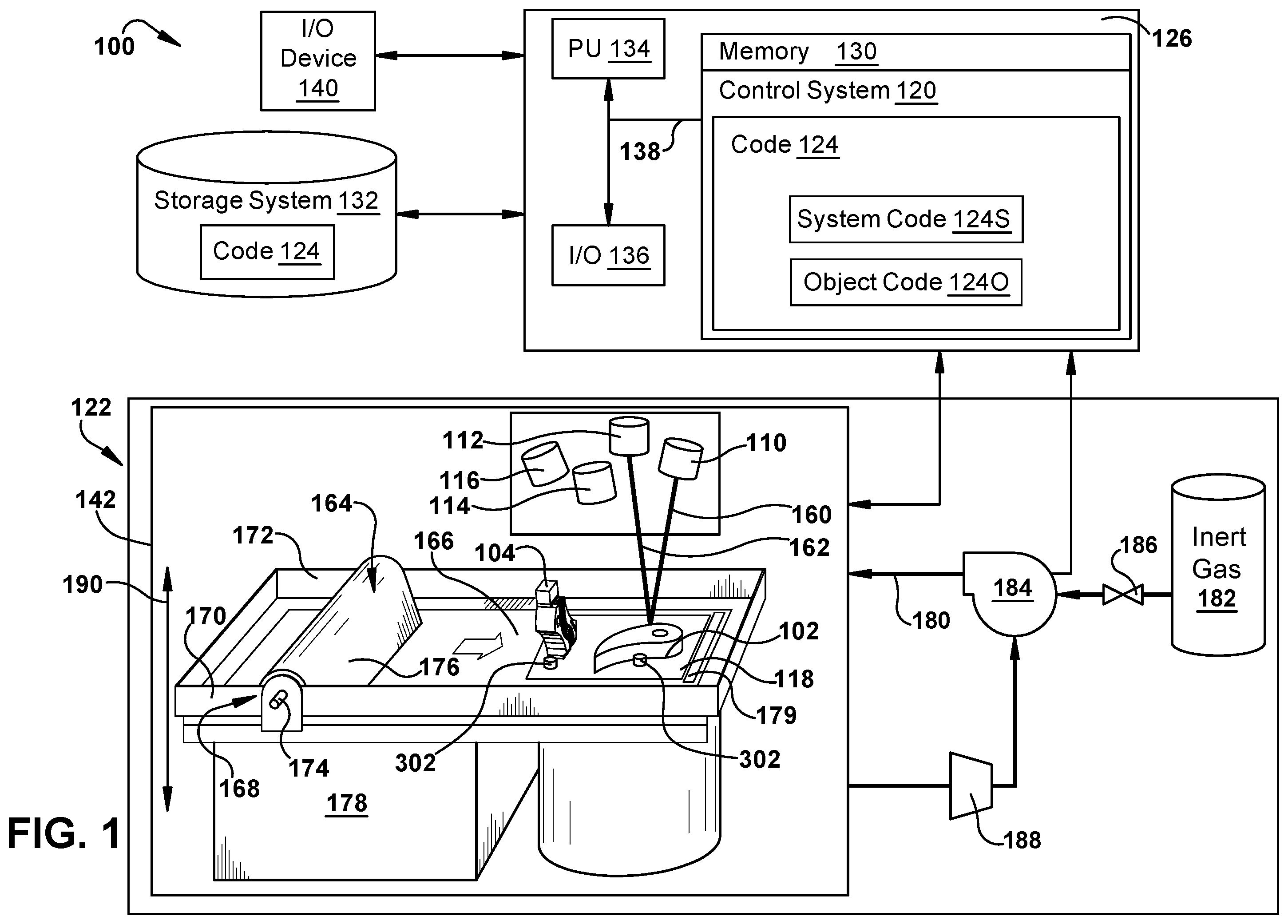 Patent US12365047 Figure 1 – Aligning of melting beam source in additive manufacturing system