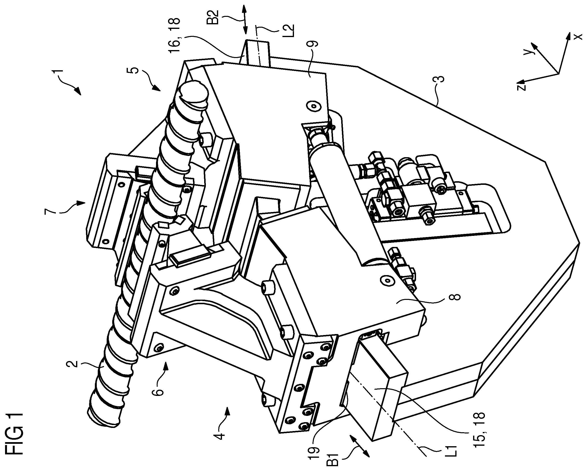 Patent US12365058 — Steady rest for supporting a workpiece being machined — Figure 1