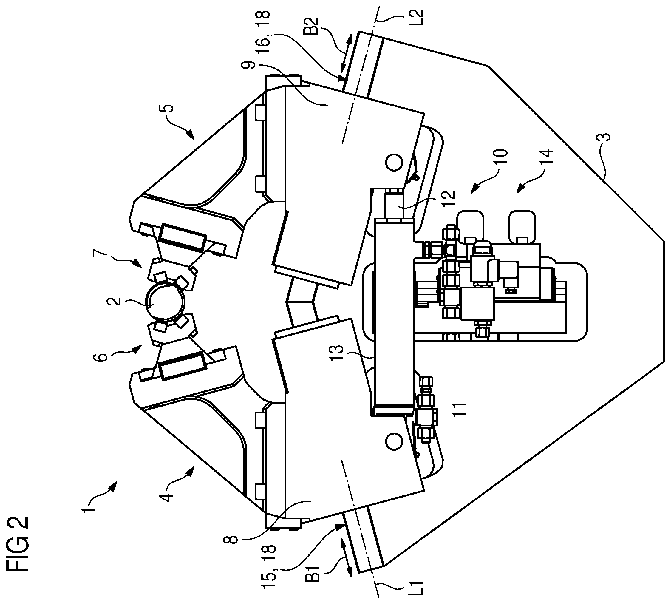 Patent US12365058 Figure 2 – Steady rest for supporting a workpiece being machined