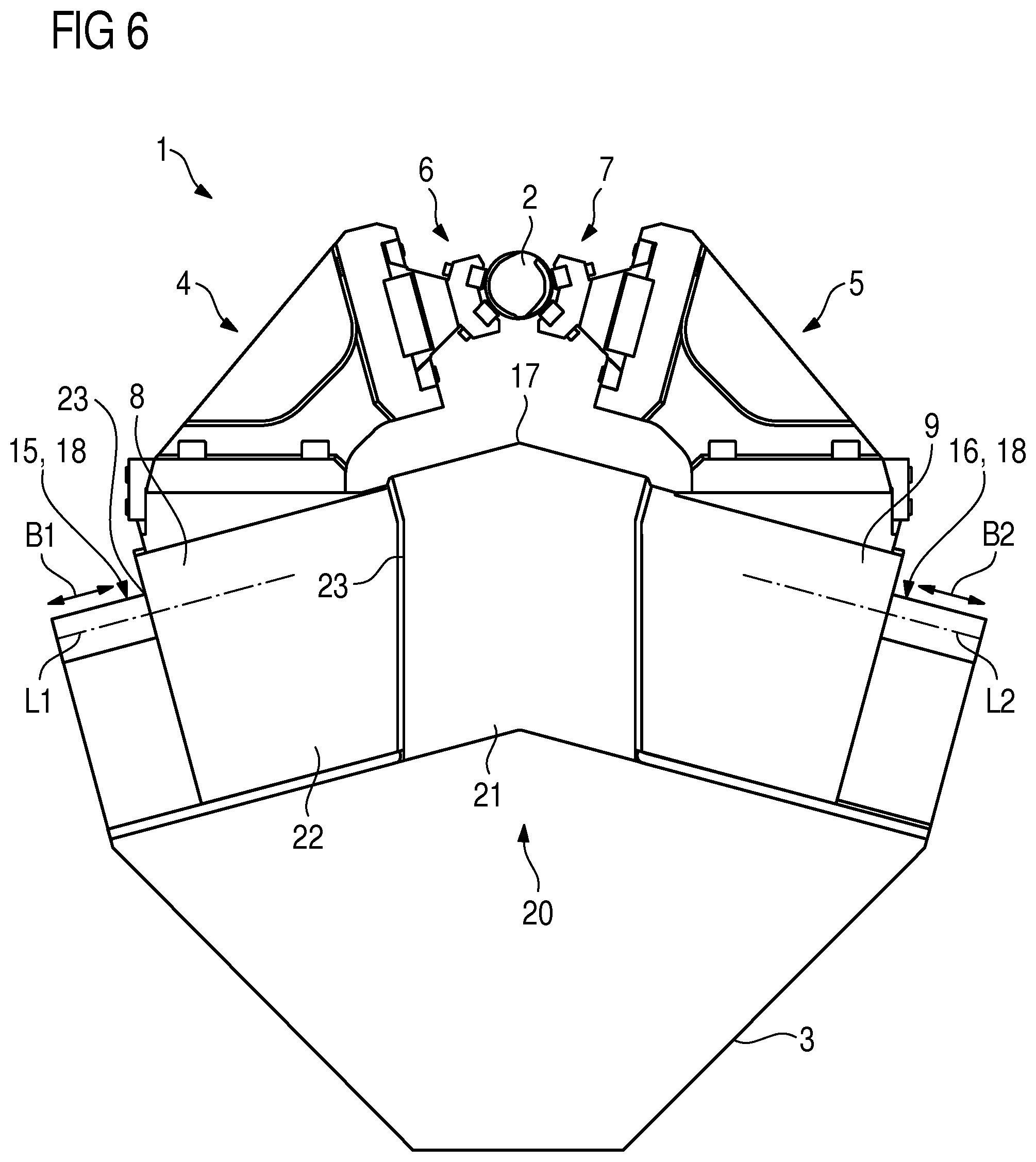 Patent US12365058 Figure 6 – Steady rest for supporting a workpiece being machined