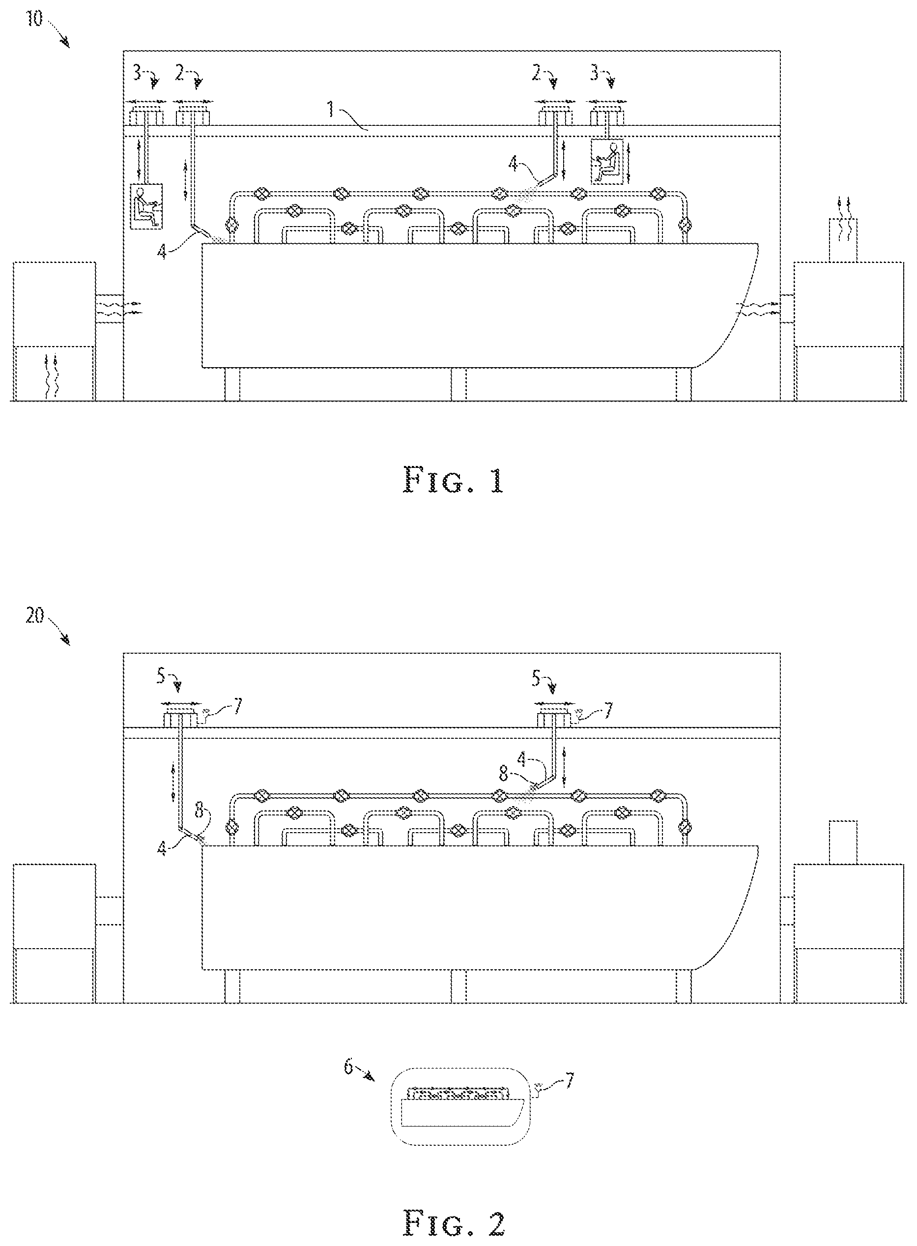 Patent US12365061 Figure 1 – System for blast-cleaning a barge deck, sides, and fittings