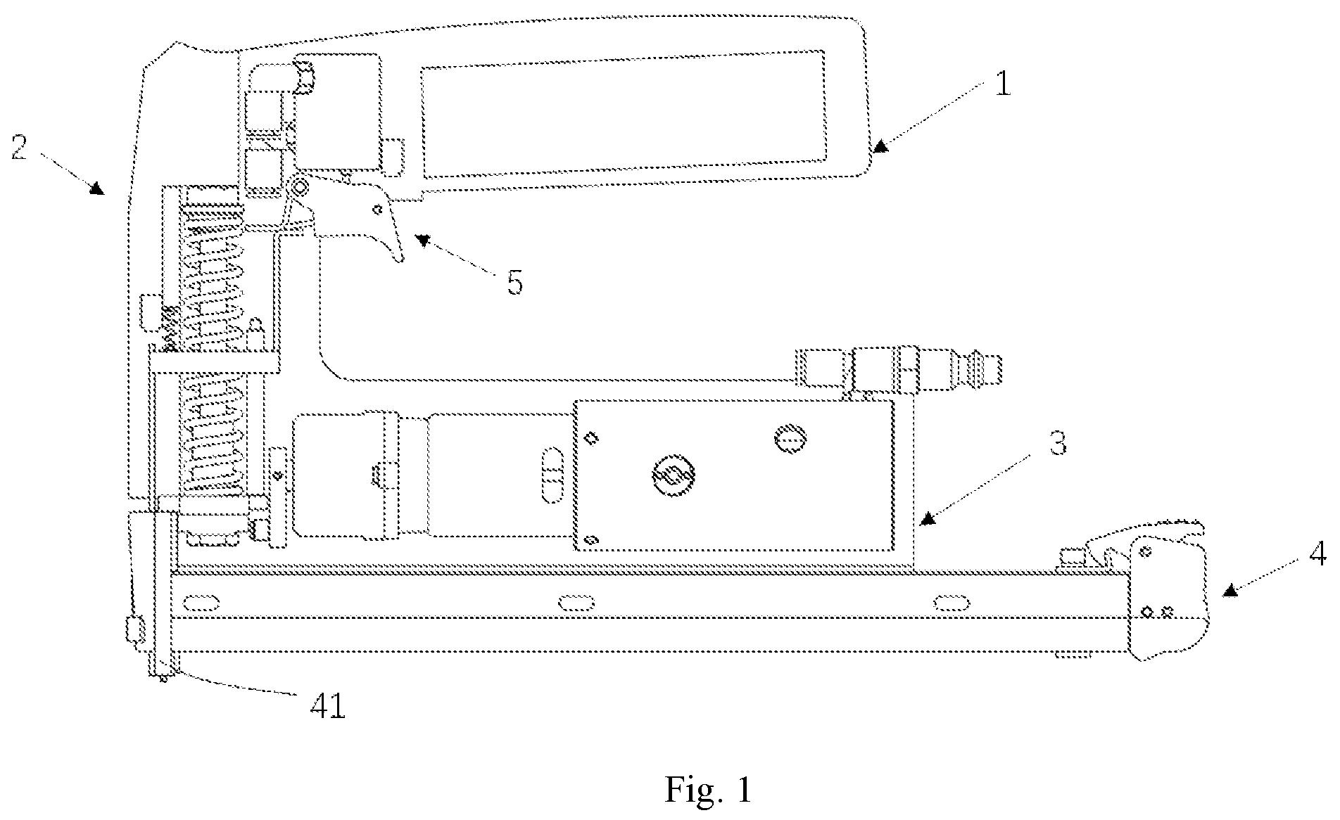 Patent US12365071 Figure 1 – Hybrid nail gun