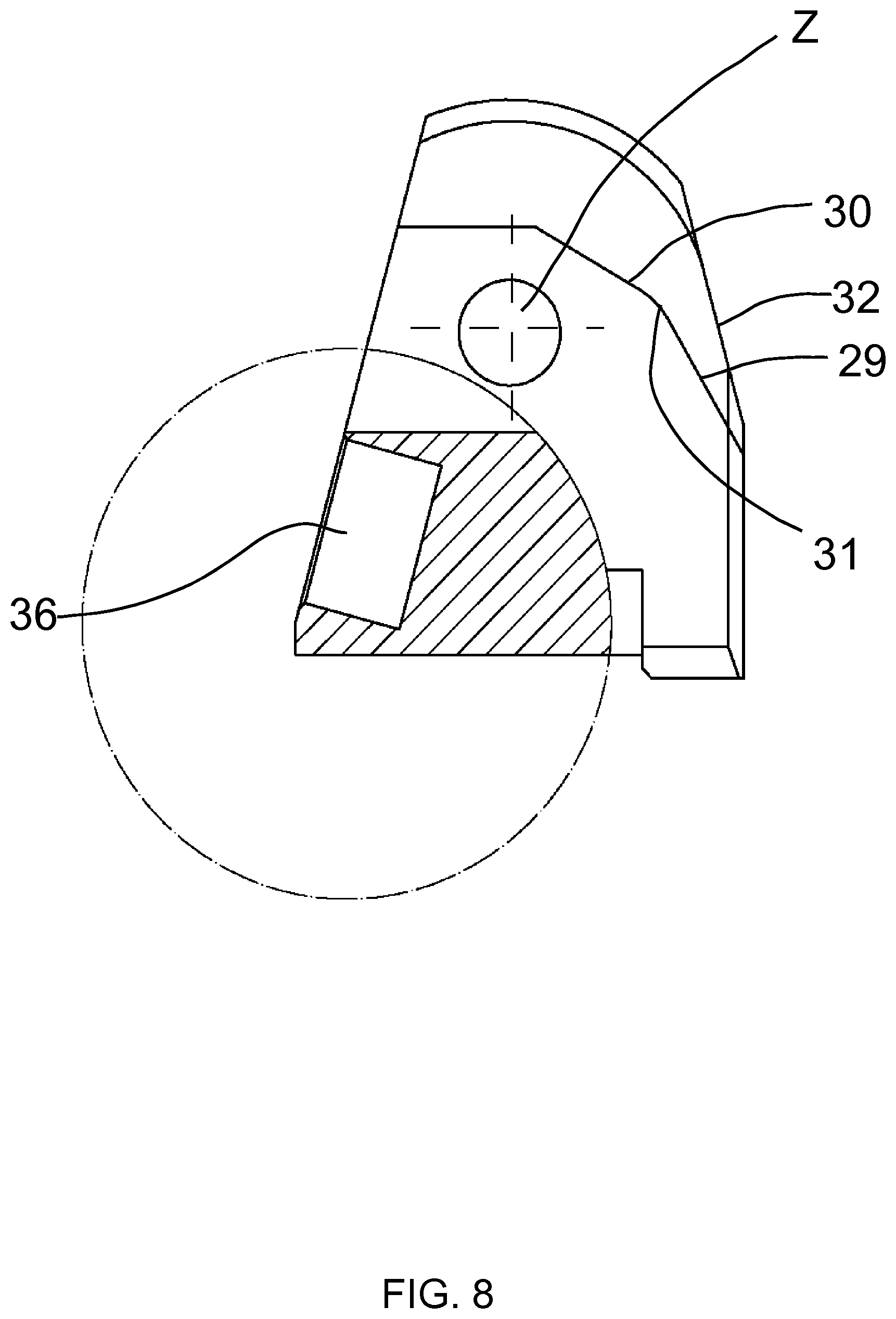 Patent US12365073 Figure 8 – Nail driving tool, movable guide element, stationary guide element, kit, base for such kit, system, and retrofitting system