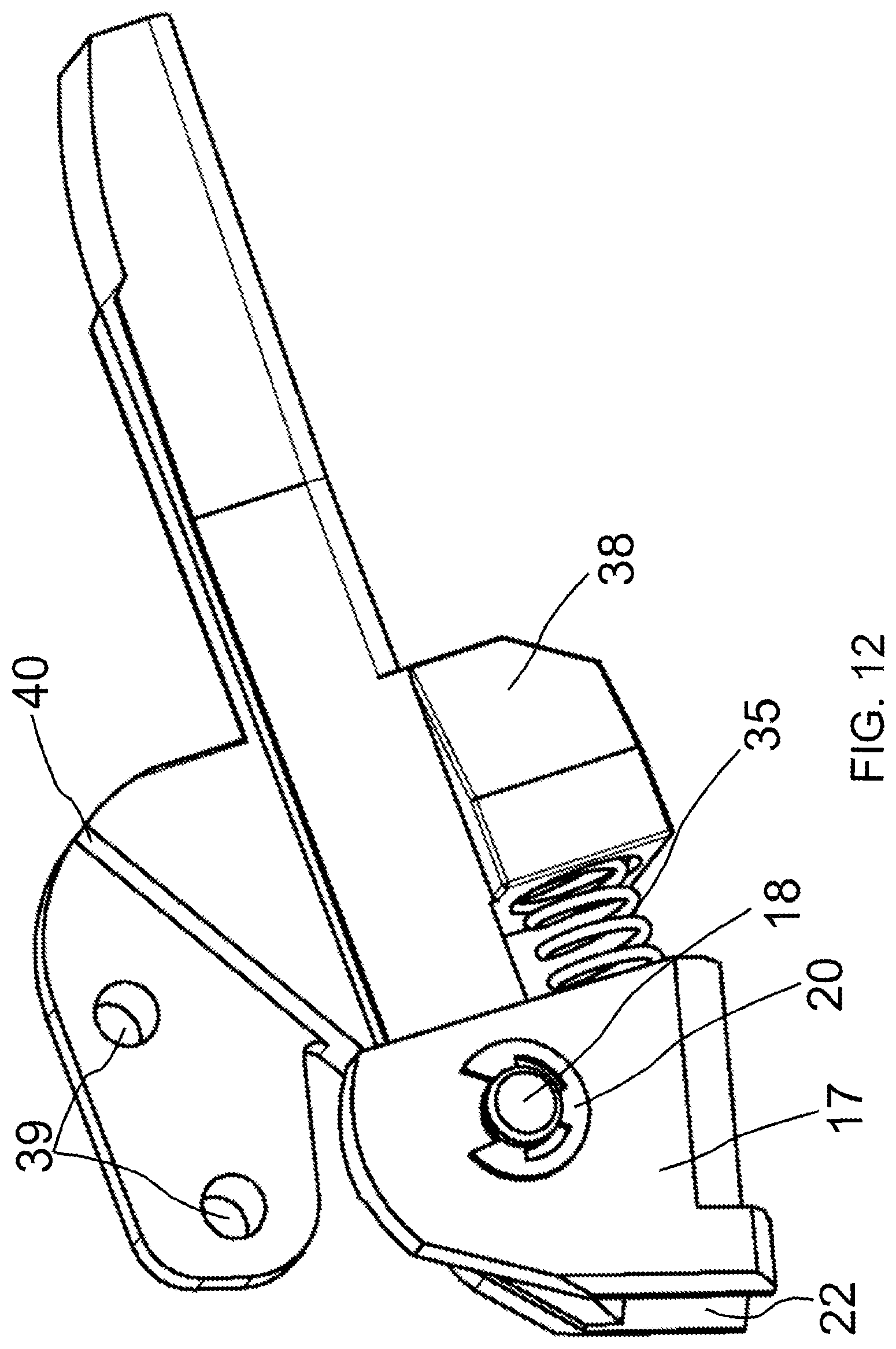 Patent US12365073 Figure 12 – Nail driving tool, movable guide element, stationary guide element, kit, base for such kit, system, and retrofitting system