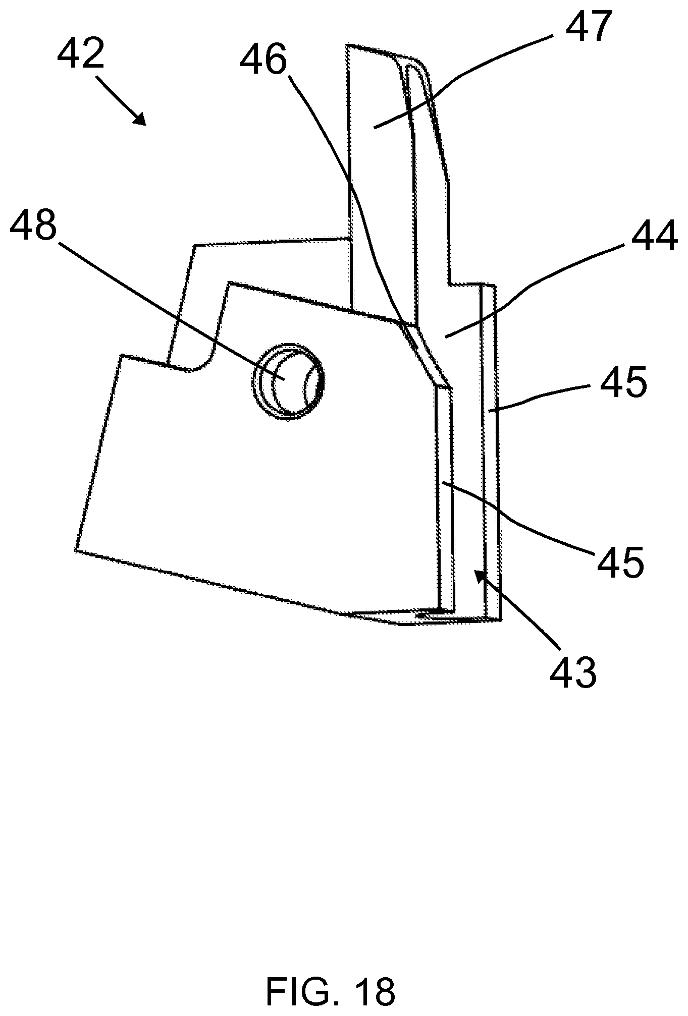 Patent US12365073 Figure 18 – Nail driving tool, movable guide element, stationary guide element, kit, base for such kit, system, and retrofitting system