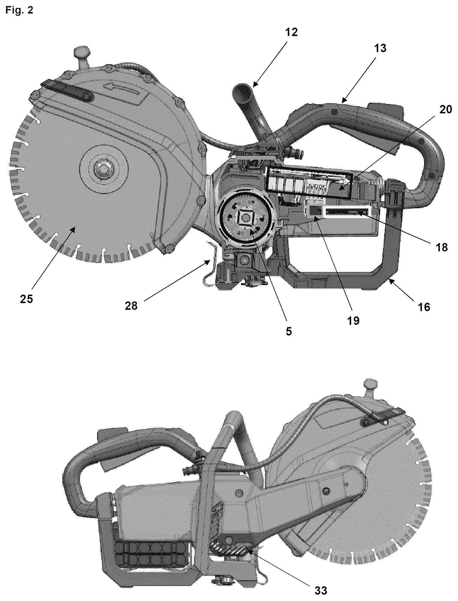 Patent US12365078 Figure 2 – Power tool having an air cooling system andmethod for cooling components of a power tool