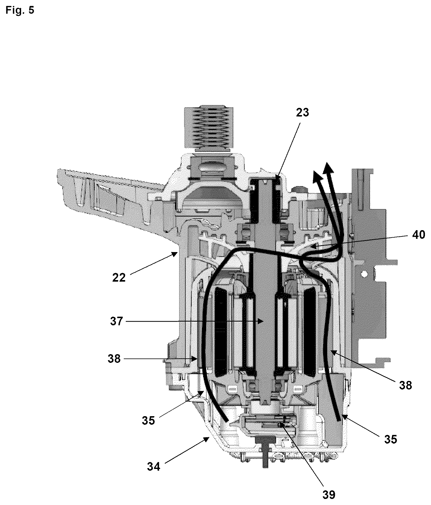 Patent US12365078 Figure 5 – Power tool having an air cooling system andmethod for cooling components of a power tool