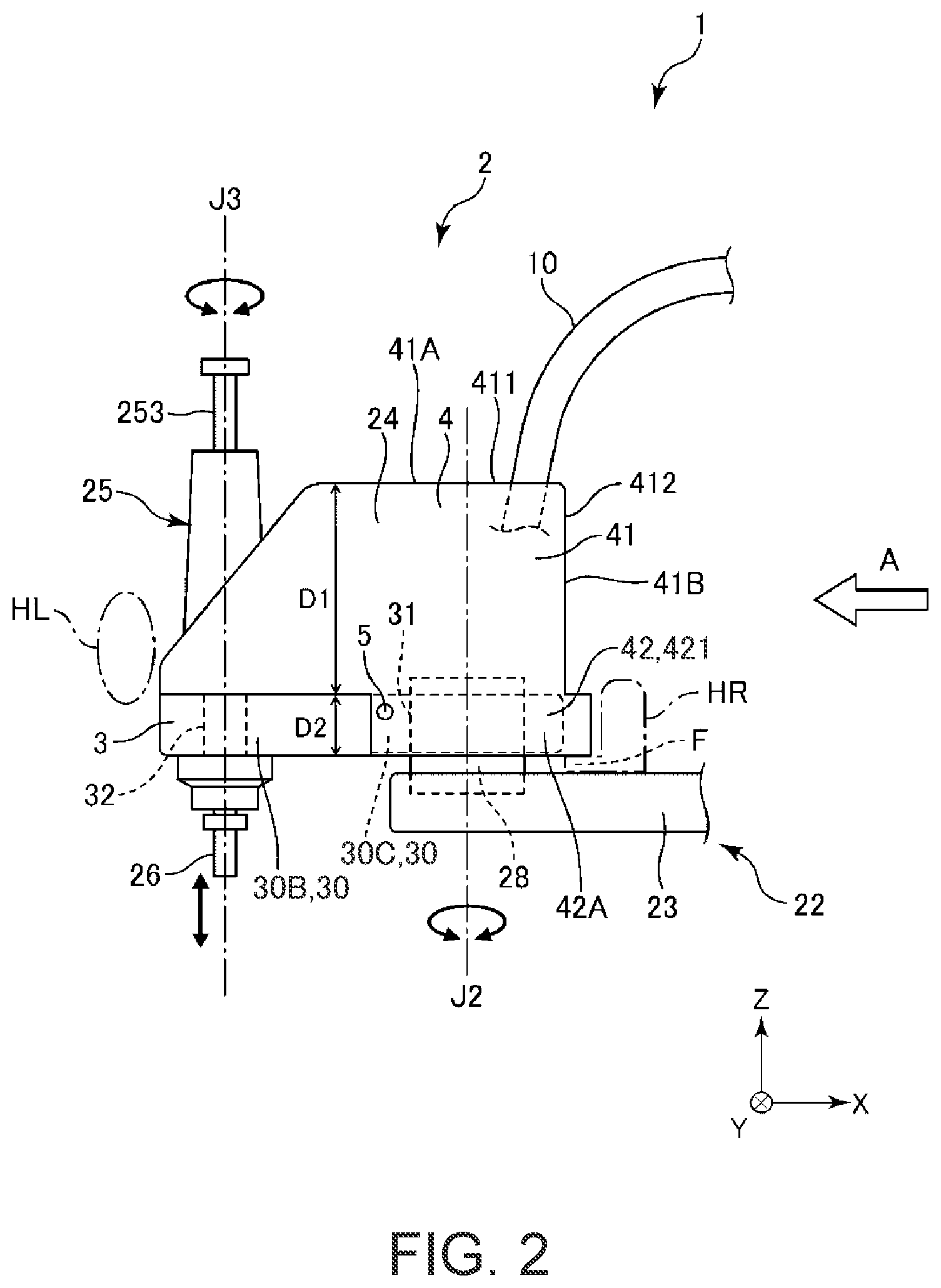 Patent US12365082 Figure 2 – Robot having an arm cover partially covering an arm of the robot