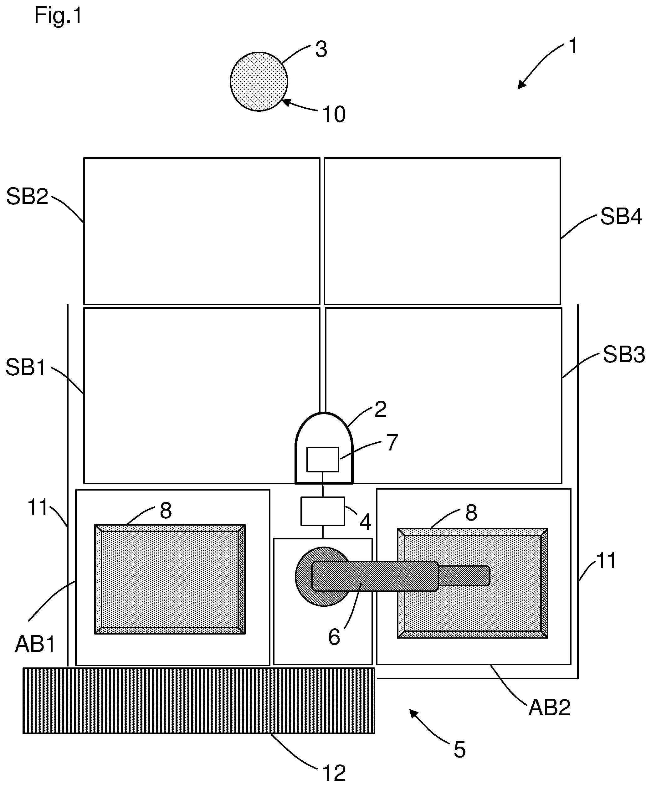 Patent US12365089 — System having a sensor and a method for monitoring a plurality of protected zones — Figure 1